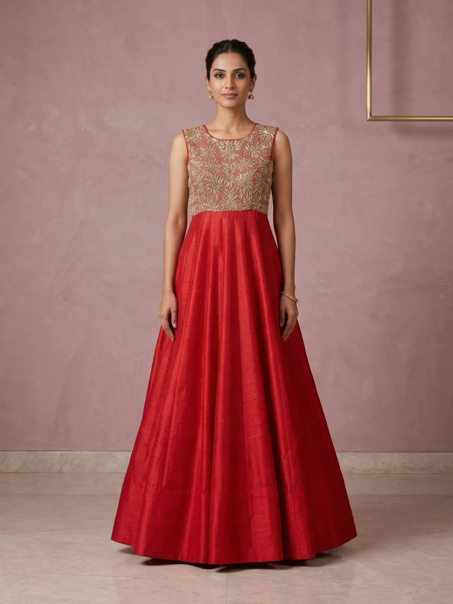 Radiant Red Zardozi Gown thumbnail 2