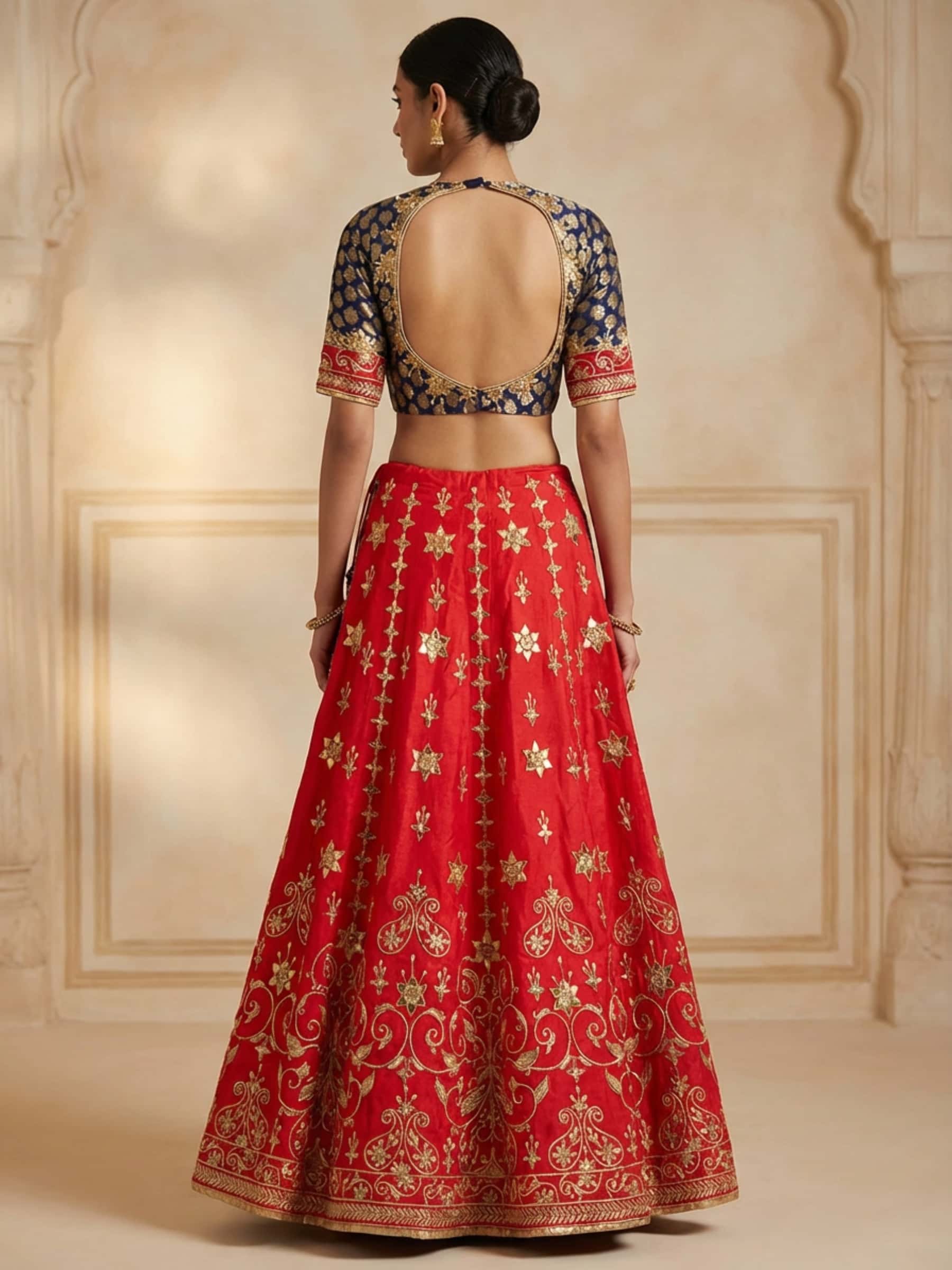Radiant and Regal Red Bridal Lehenga thumbnail 4