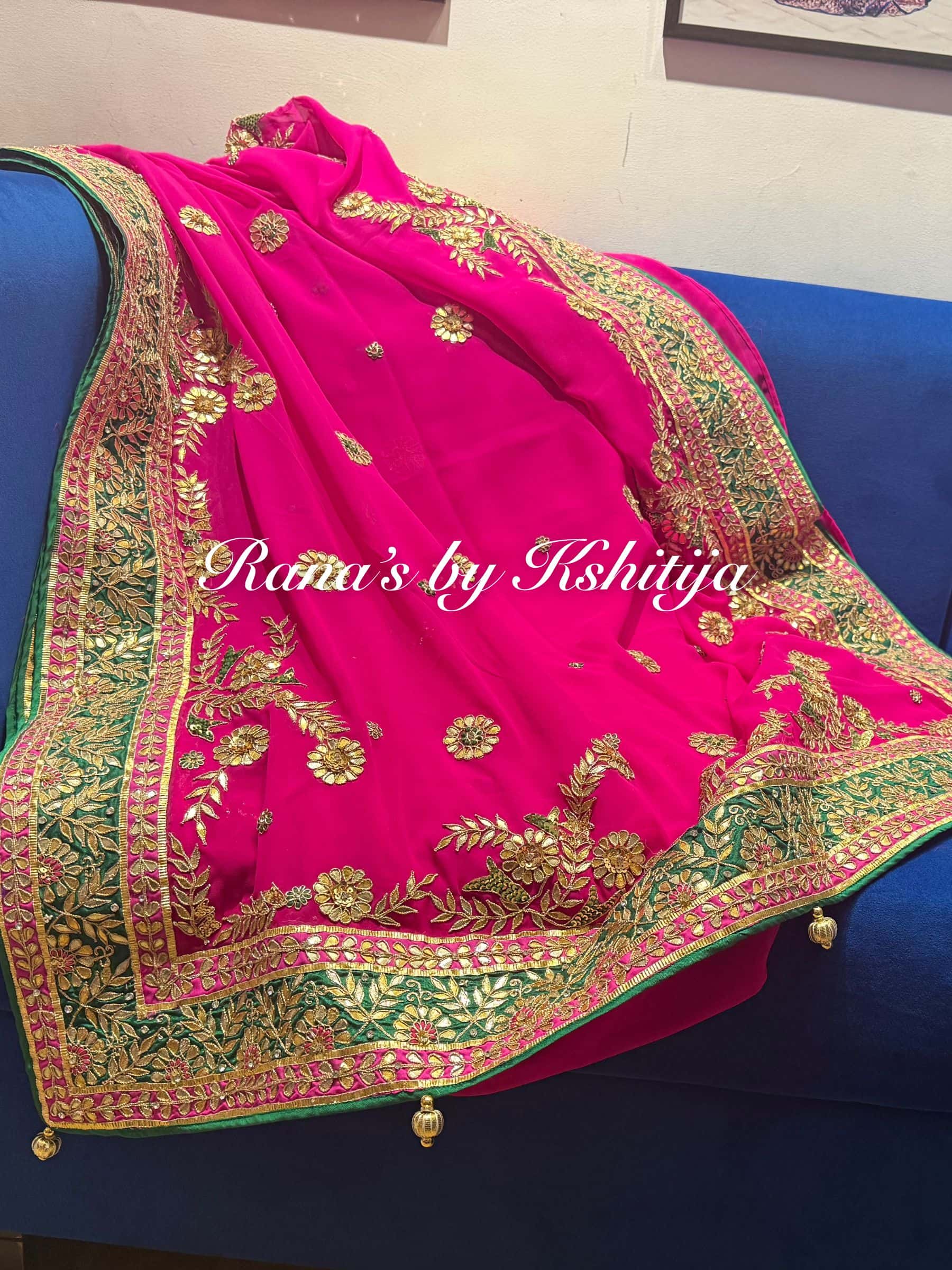 Radiant pink pure georgette Saree thumbnail 2