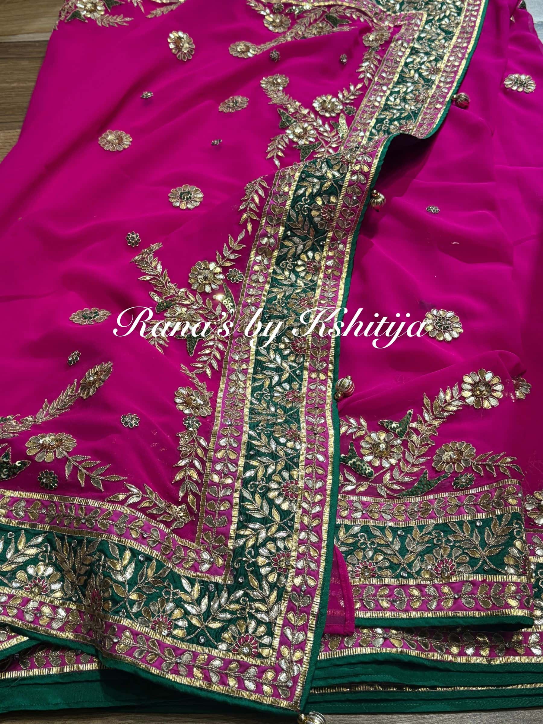 Radiant pink pure georgette Saree thumbnail 5