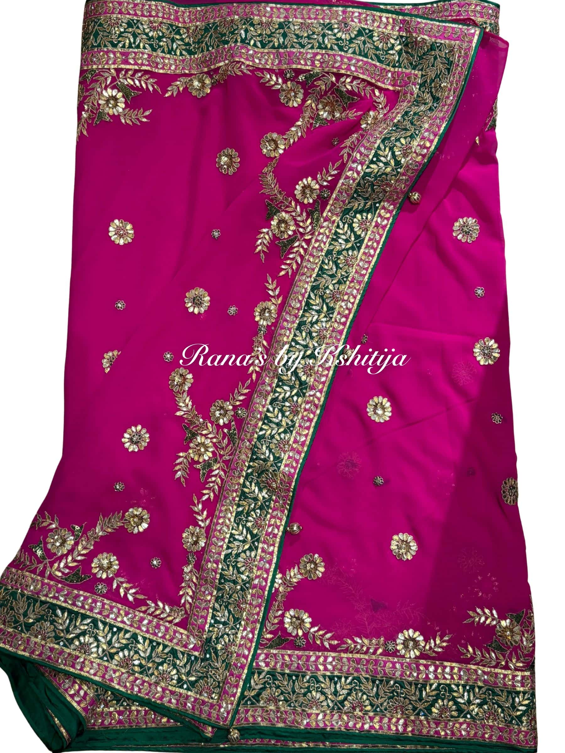 Radiant pink pure georgette Saree thumbnail 8