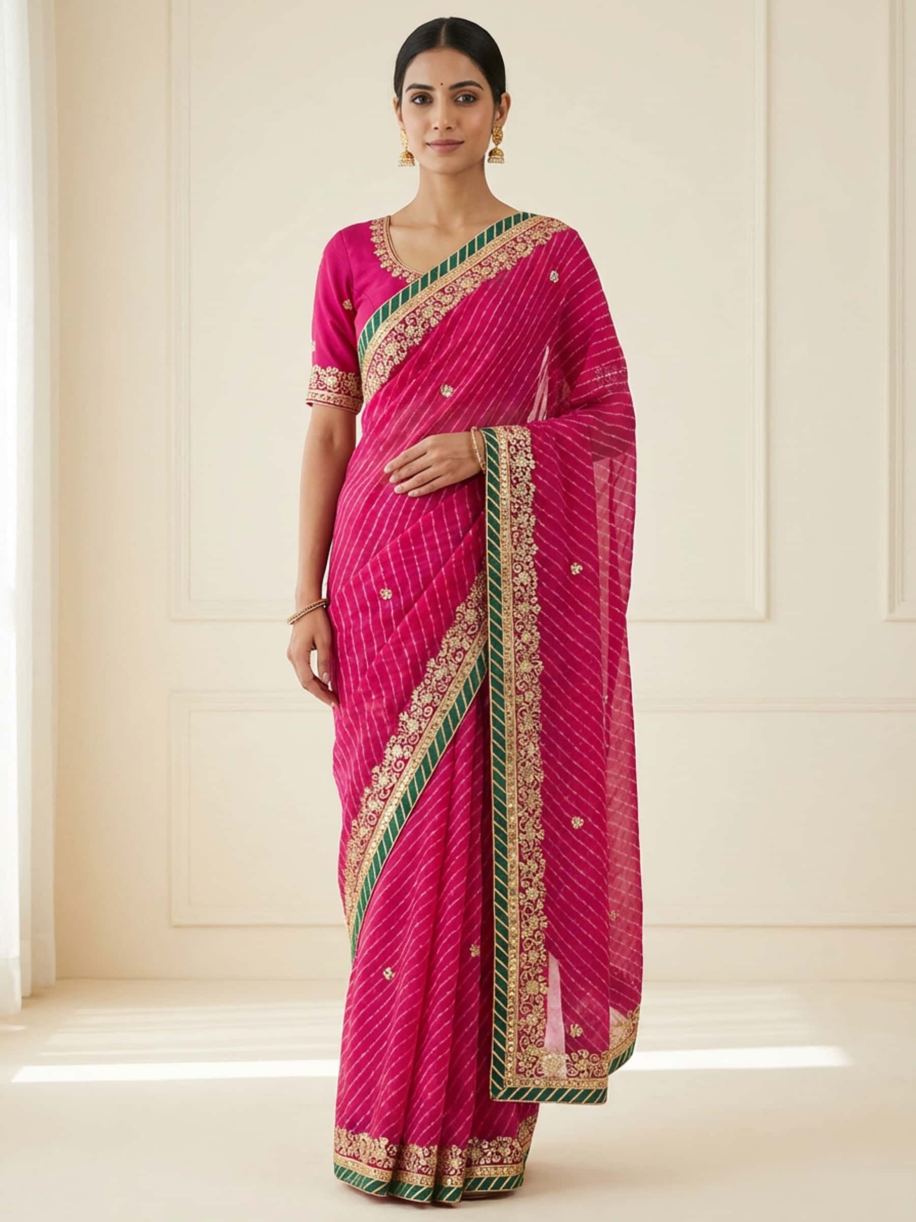 Rani Leheriya Saree in Delicate Design - Image 1