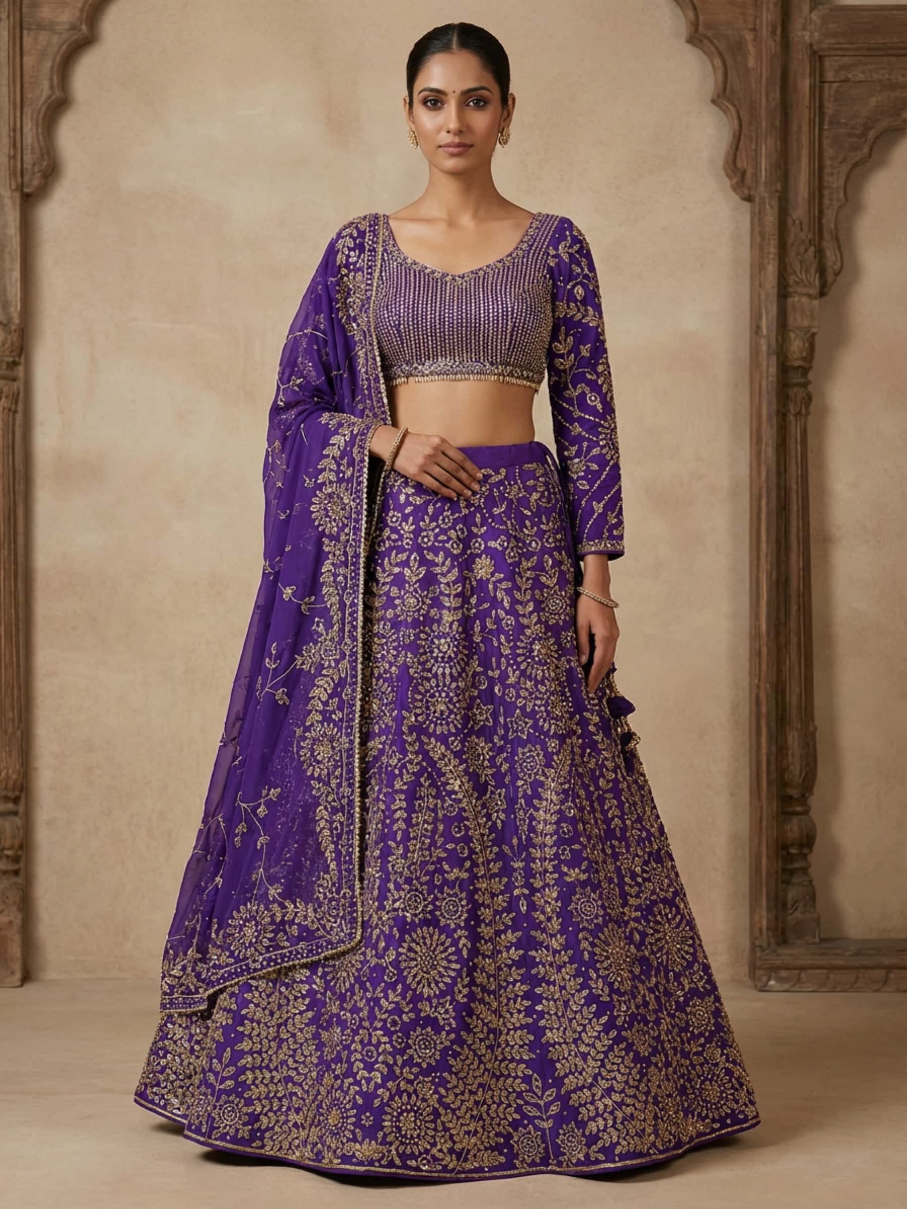 Regal Elegance in Purple and Gold - Image 1