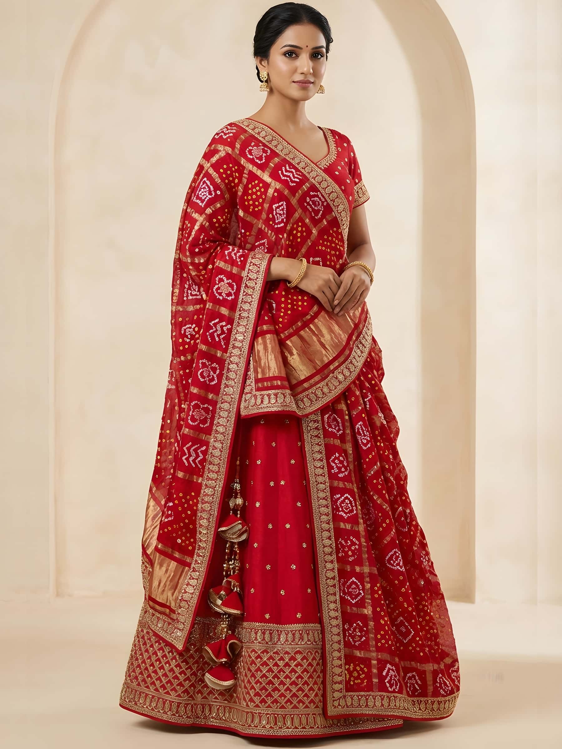 Regal Red Handmade Bridal Lehenga Set