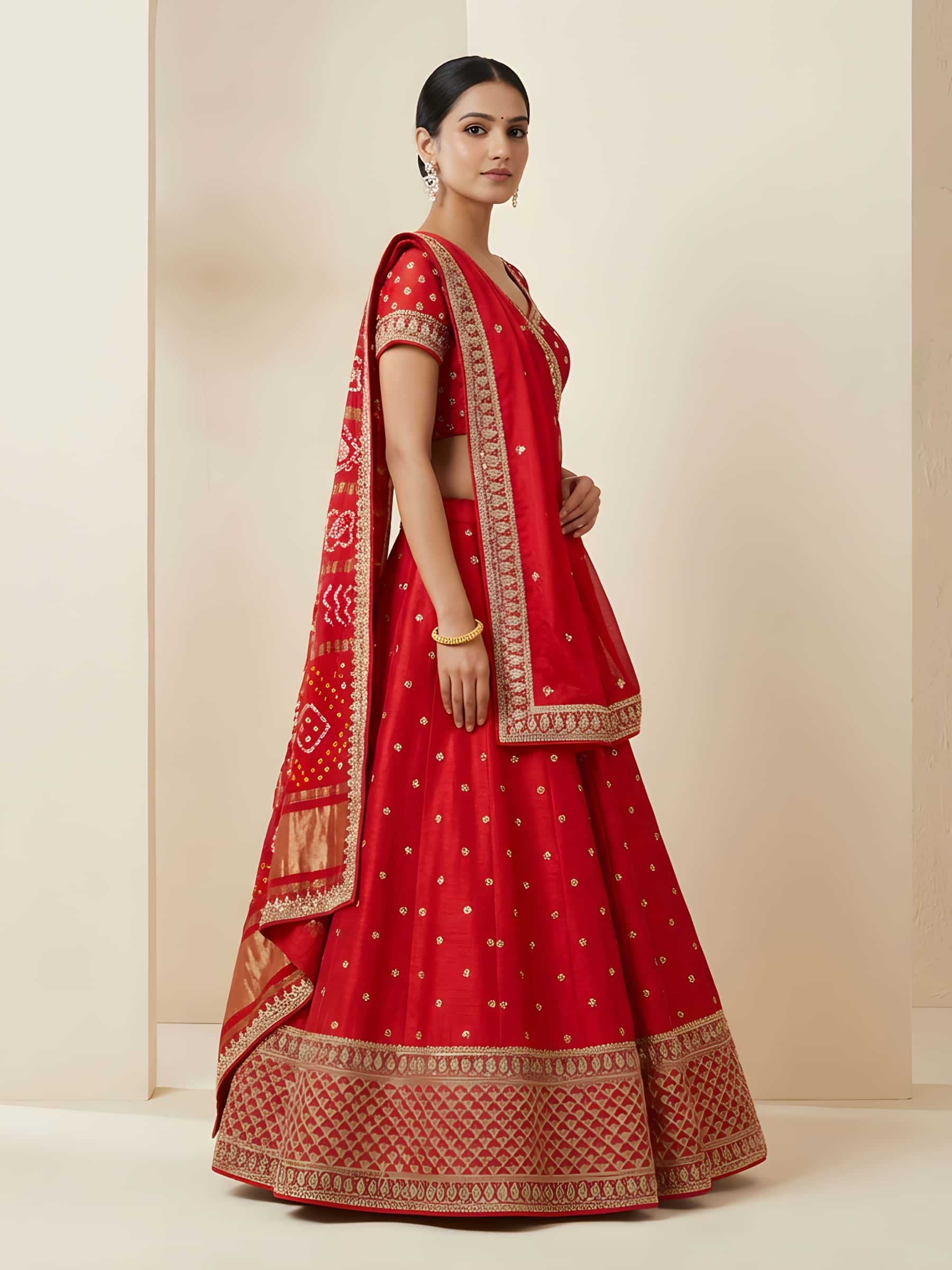 Regal Red Handmade Bridal Lehenga Set thumbnail 6