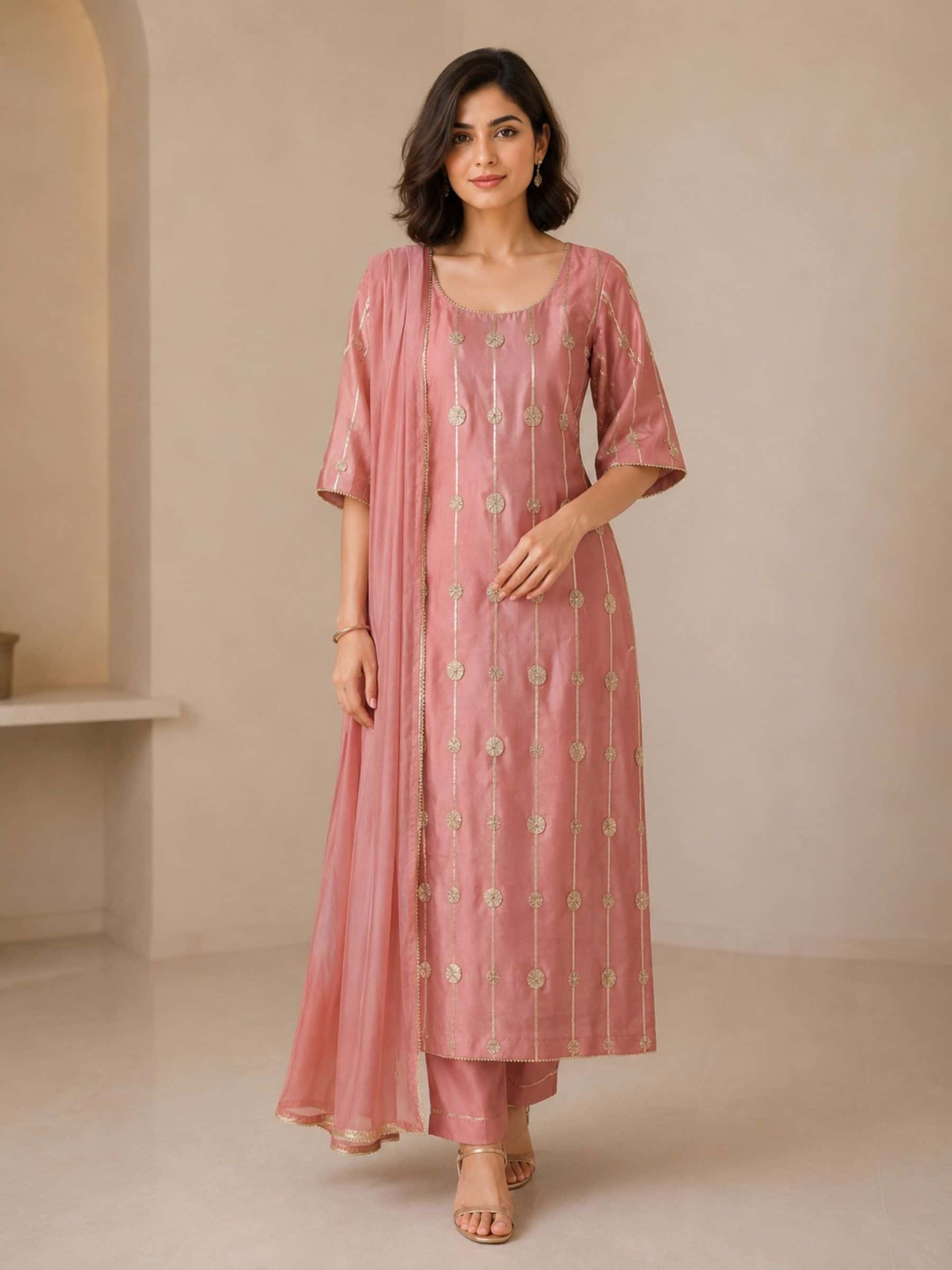 Rose Gold Gota Patti Suit Set