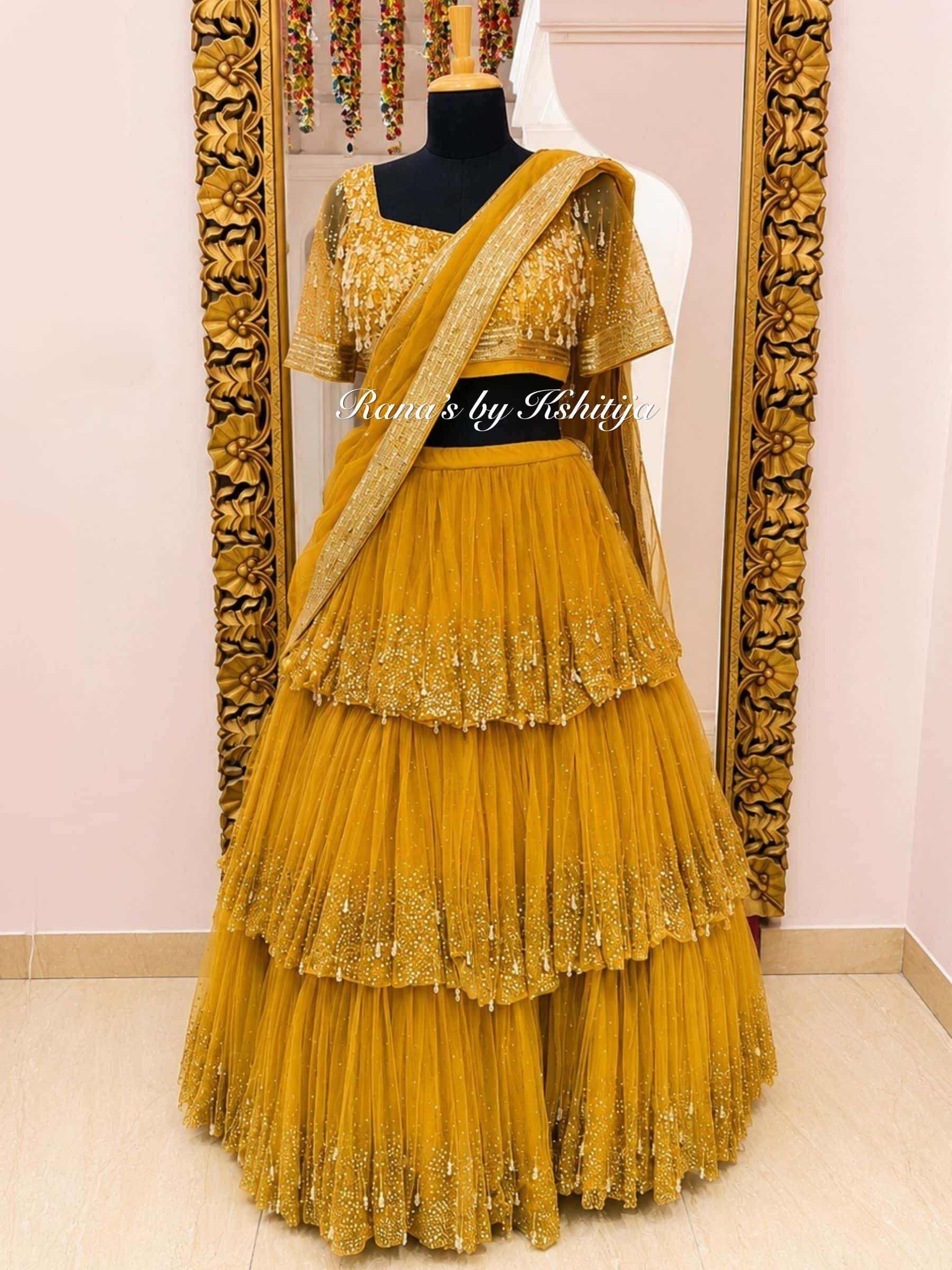 Sunehri Luxe Gold Layered Lehenga Set thumbnail 2