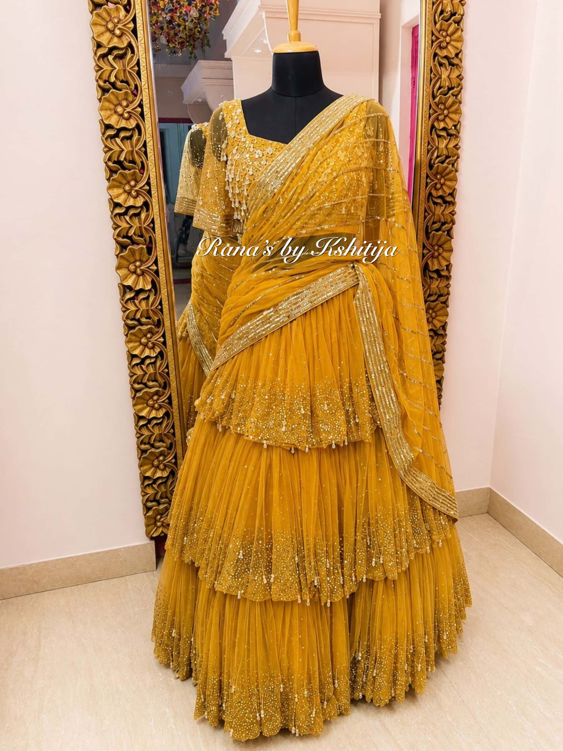 Sunehri Luxe Gold Layered Lehenga Set thumbnail 11