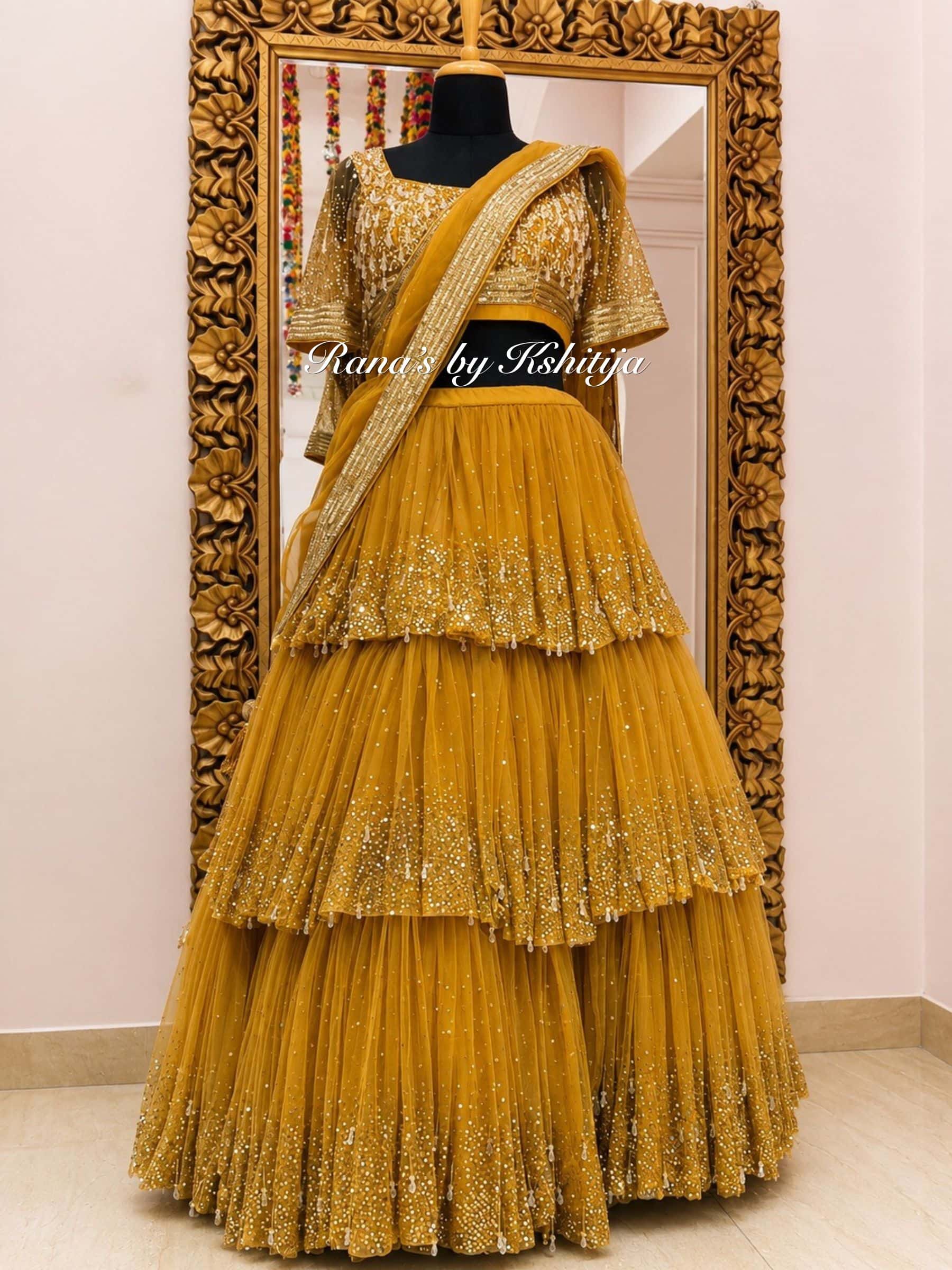 Sunehri Luxe Gold Layered Lehenga Set thumbnail 3