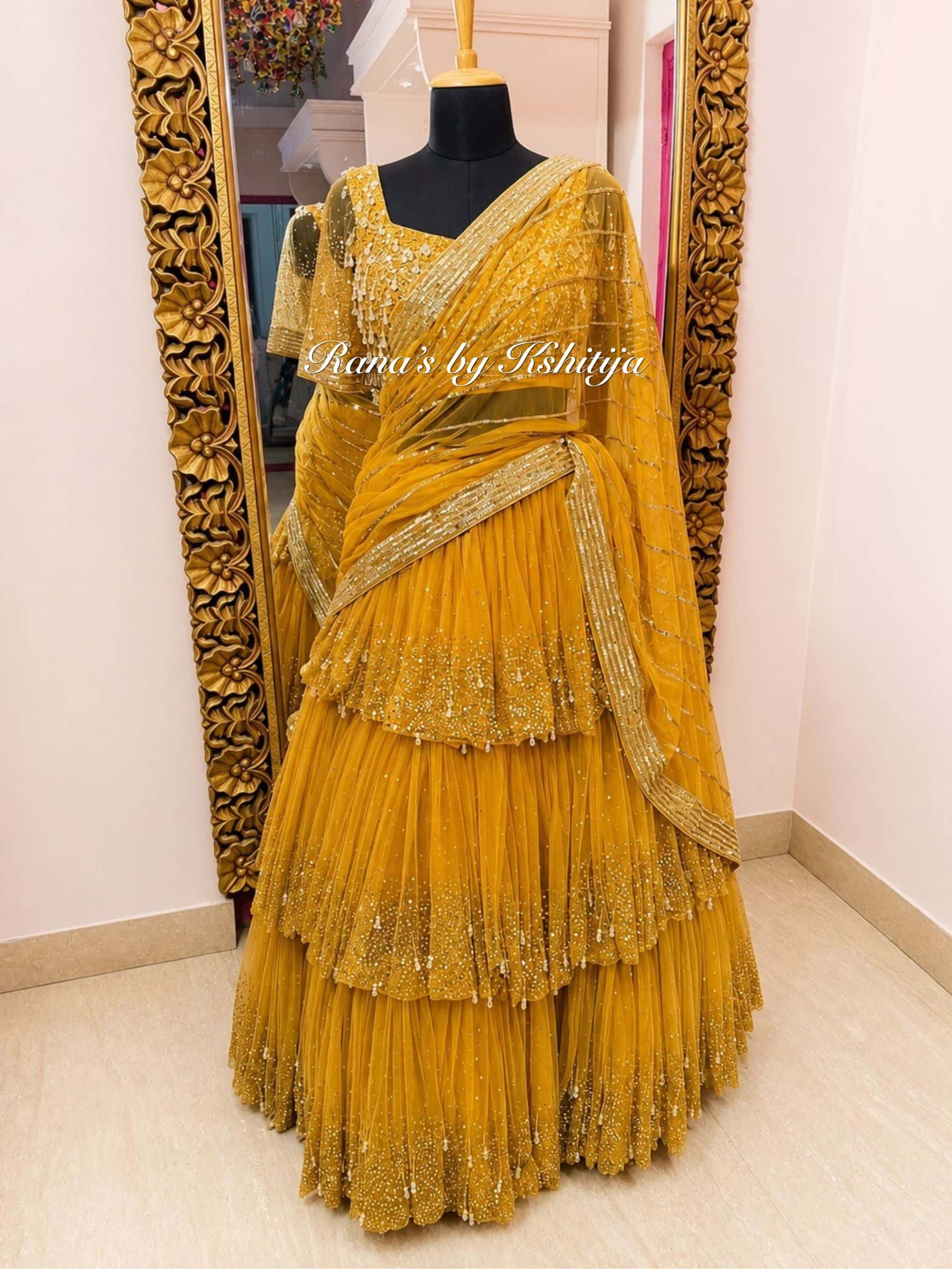 Sunehri Luxe Gold Layered Lehenga Set thumbnail 4