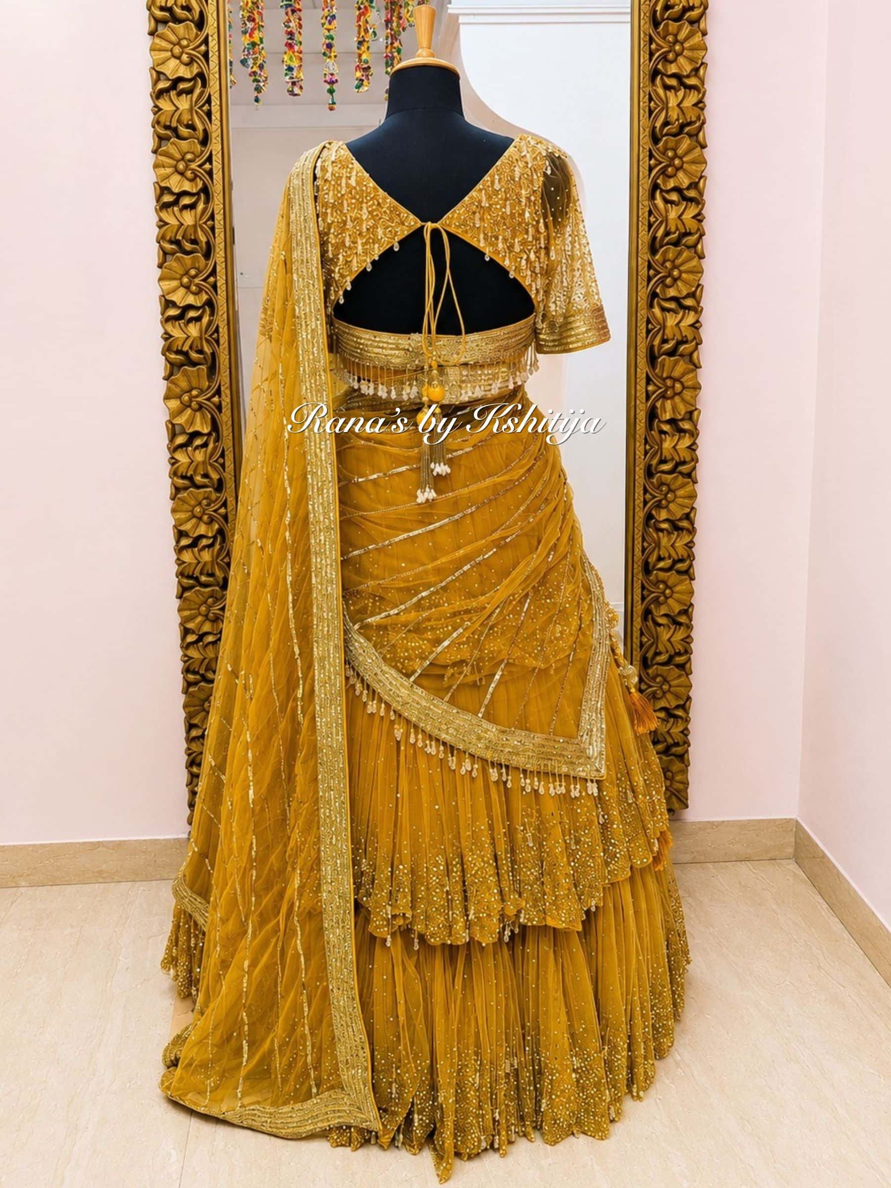 Sunehri Luxe Gold Layered Lehenga Set thumbnail 6