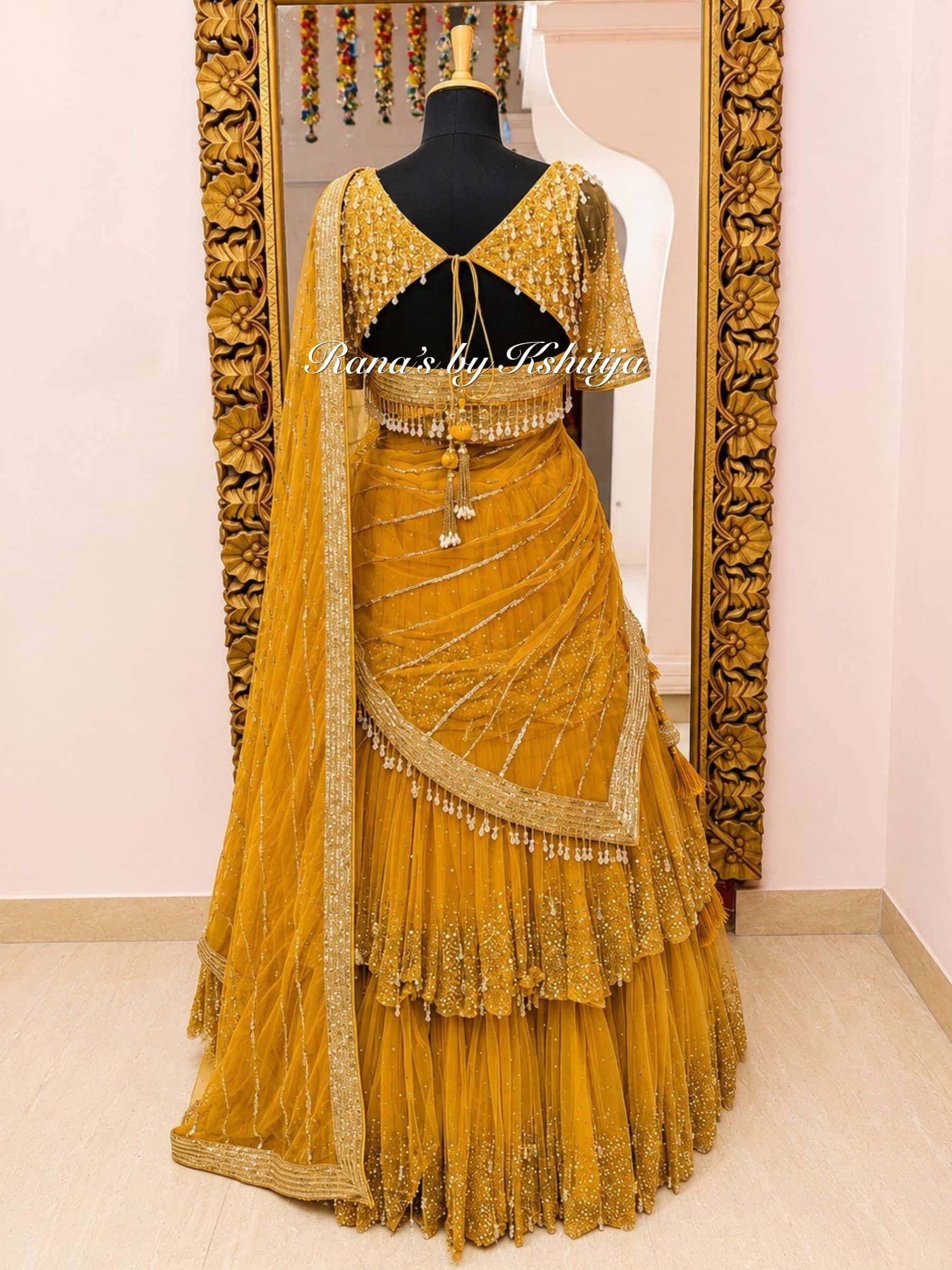 Sunehri Luxe Gold Layered Lehenga Set thumbnail 8
