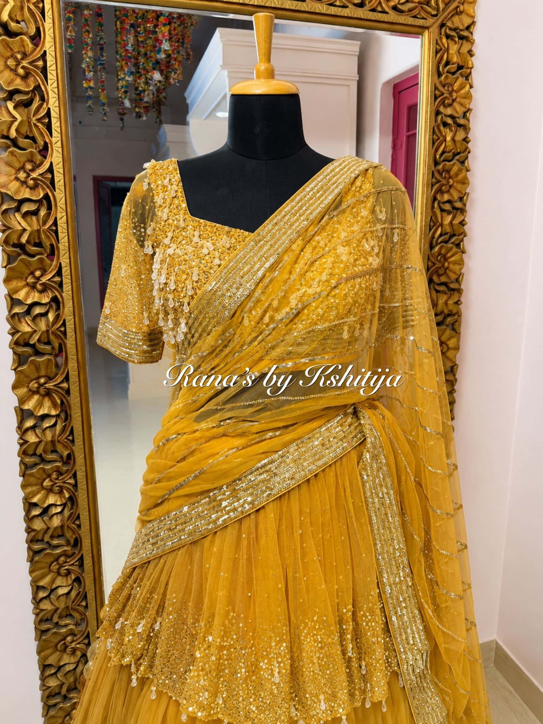Sunehri Luxe Gold Layered Lehenga Set thumbnail 10