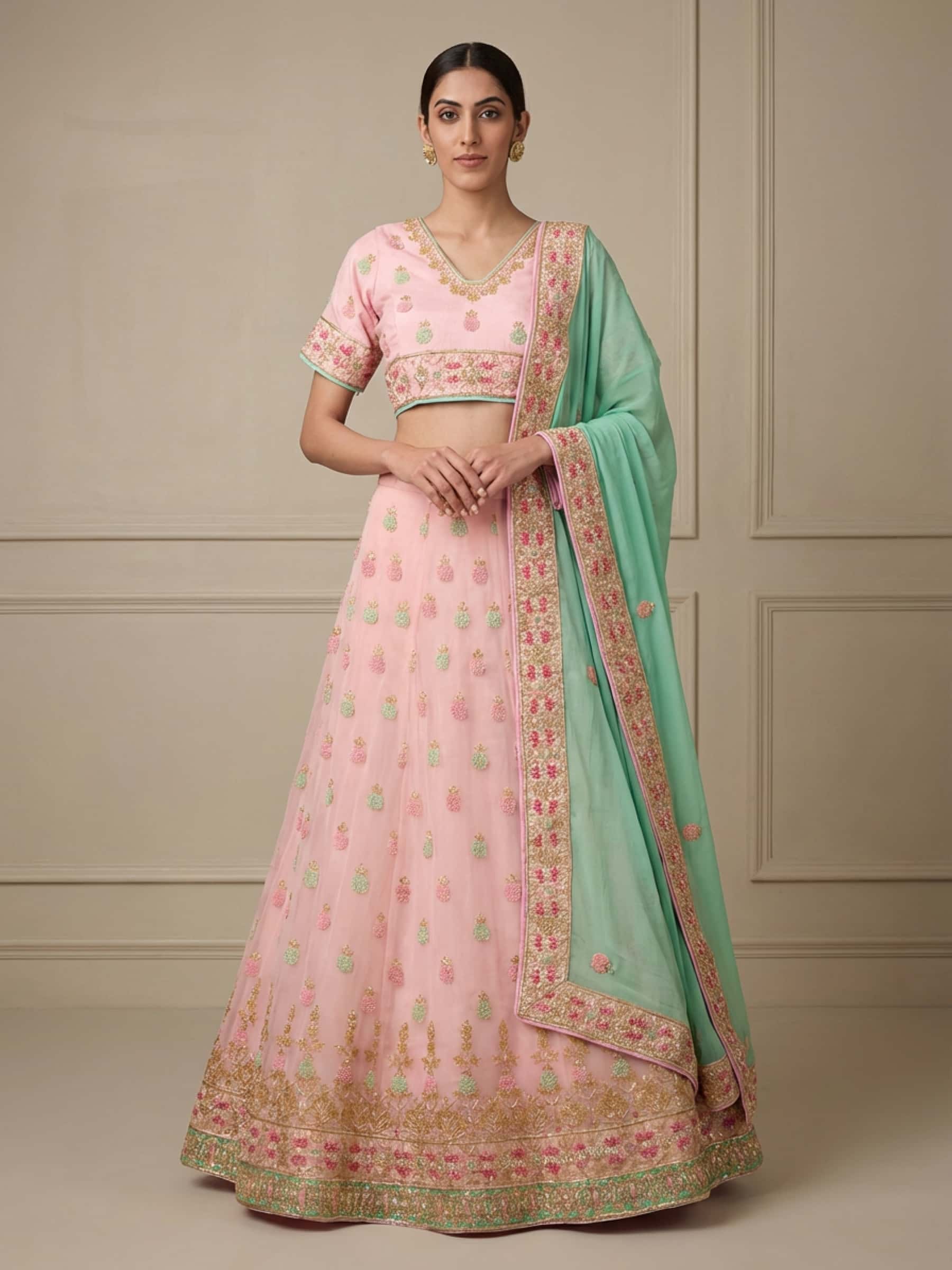 The Perfect Pink Engagement Lehenga Set - Image 1