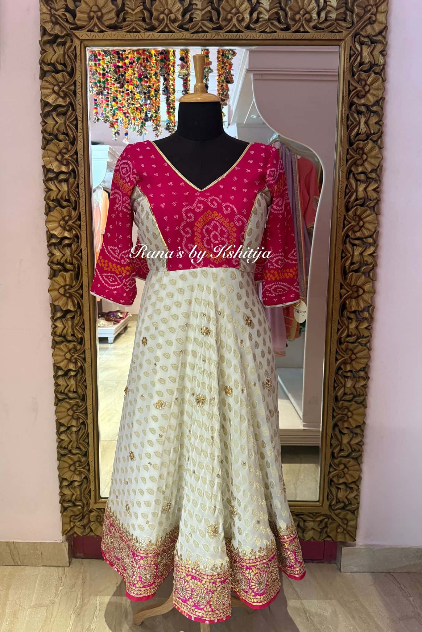 White Designer Banarasi Anarkali thumbnail 2