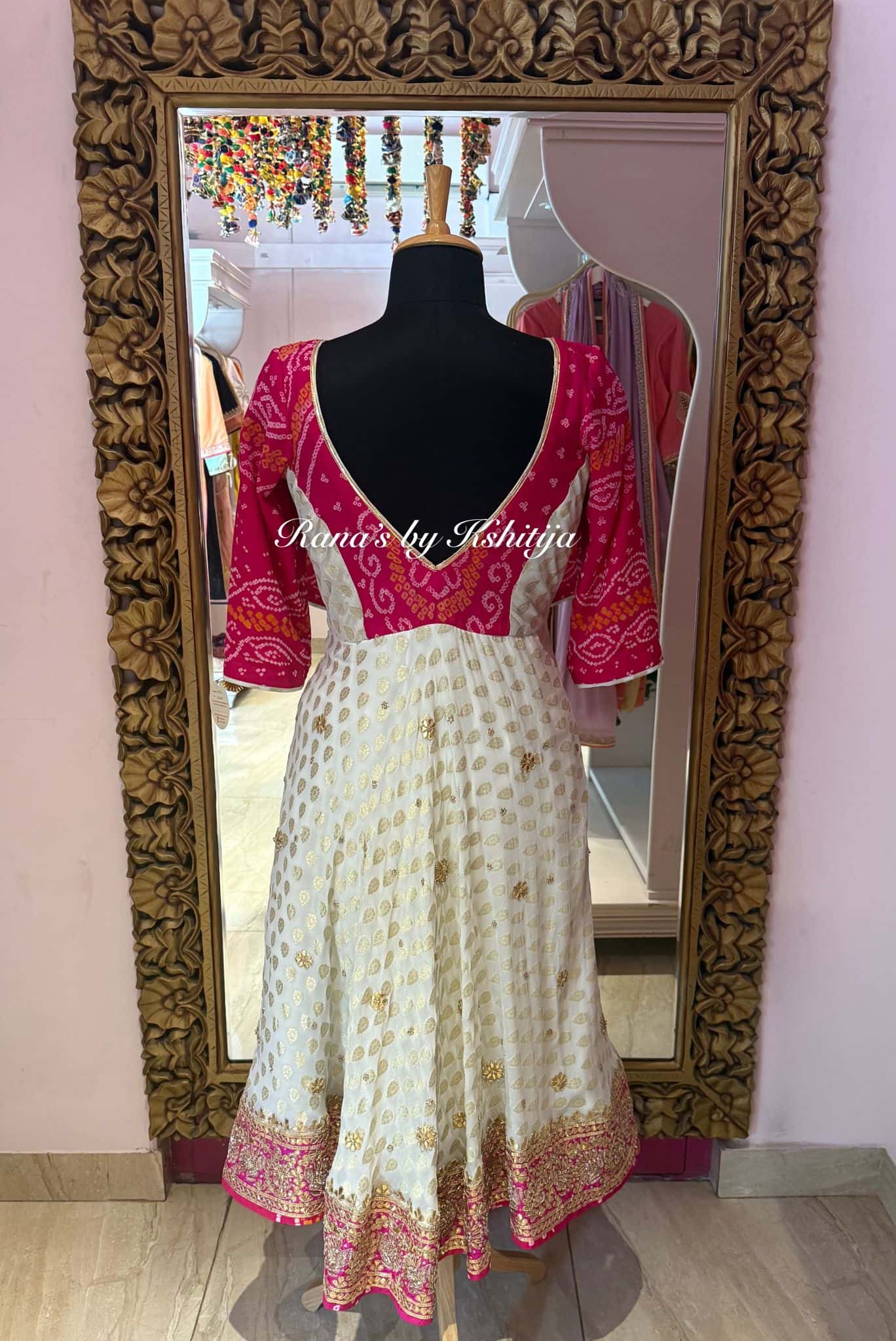 White Designer Banarasi Anarkali thumbnail 3