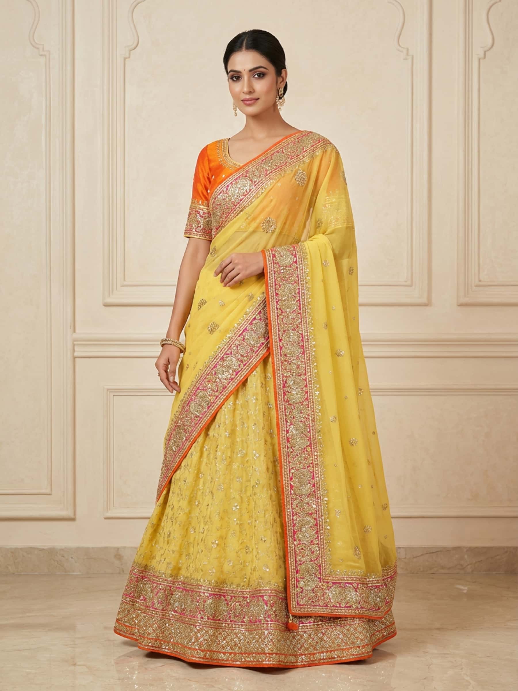 Yellow Banarsi Rich Designer Lehenga Set thumbnail 2