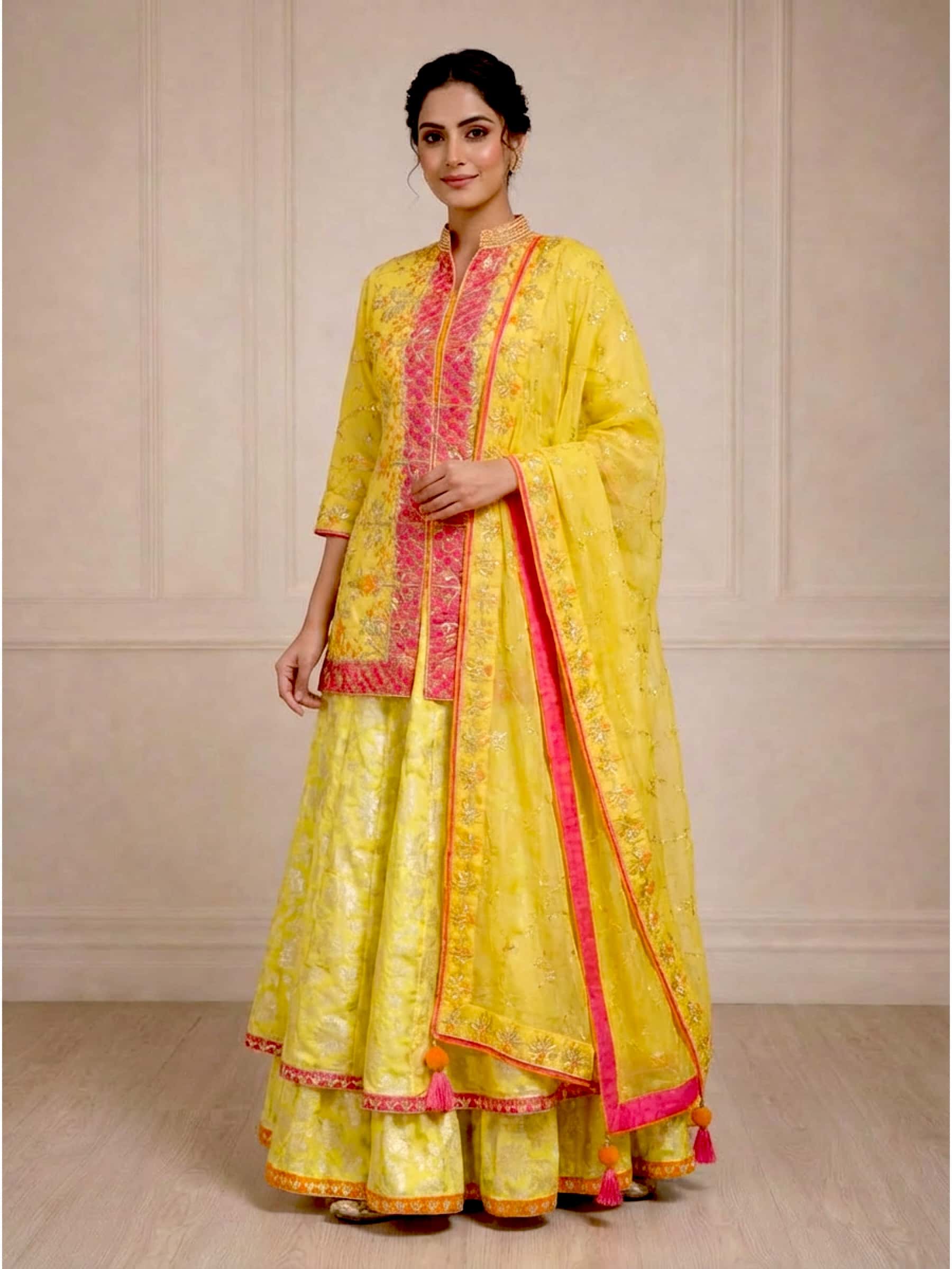 Yellow Designer Lehenga Kurti Outfit