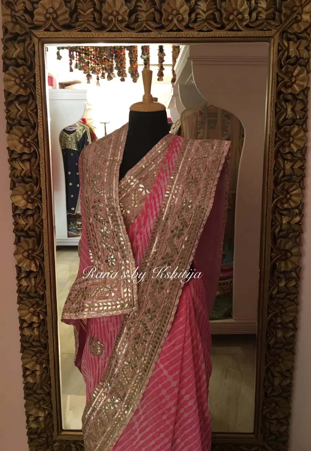 Pink Leheriya Saree thumbnail 3
