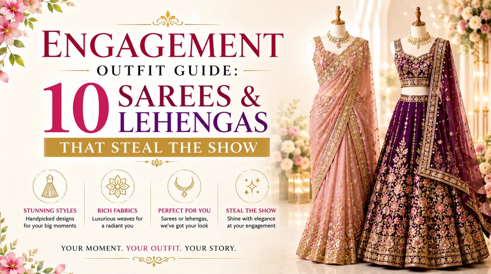 Engagement Outfit Guide: 10 Sarees & Lehengas That Steal the Show