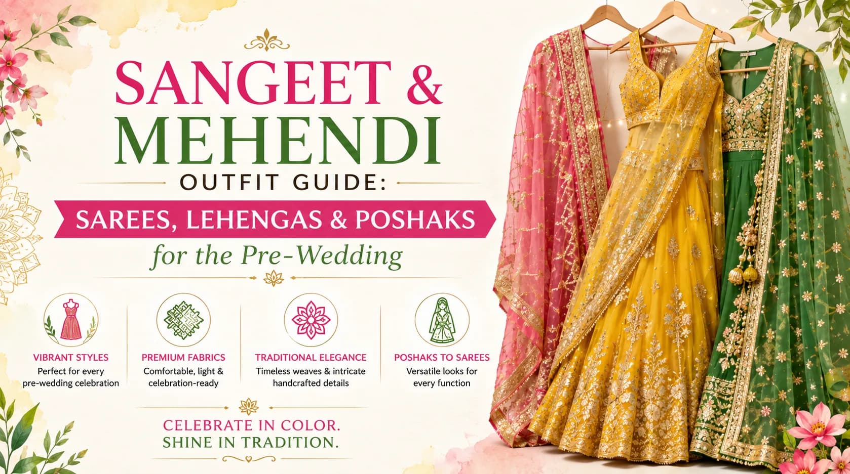 Sangeet & Mehendi Outfit Guide: Sarees, Lehengas & Poshaks for the Pre-Wedding Week