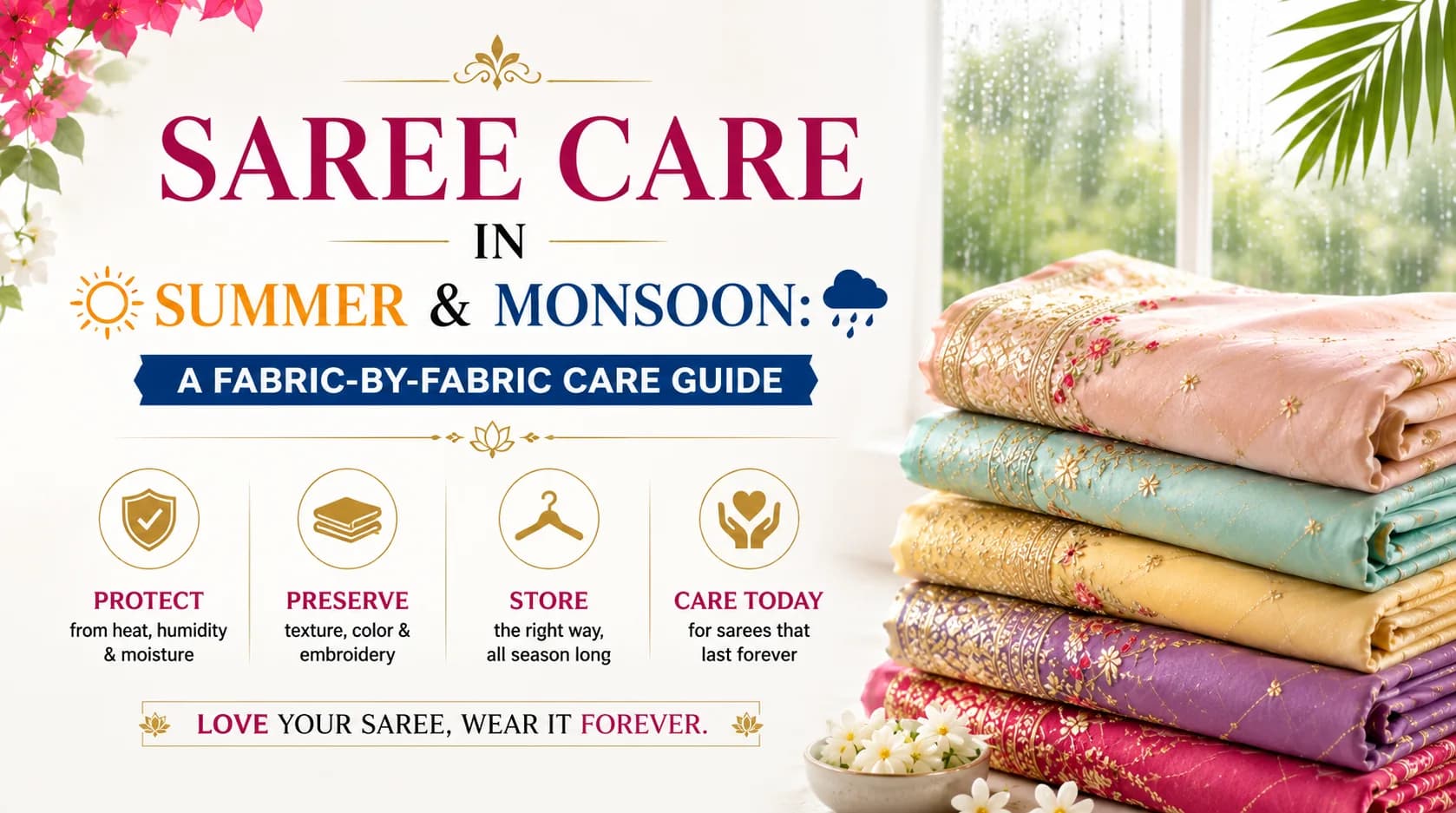 Saree Care in Summer & Monsoon: A Fabric-by-Fabric Care Guide