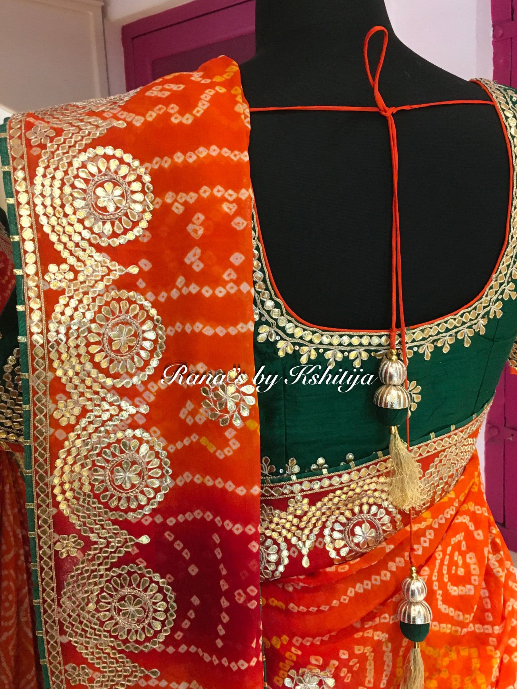 Shaded Zero Gota Patti Bandhej Saree thumbnail 9