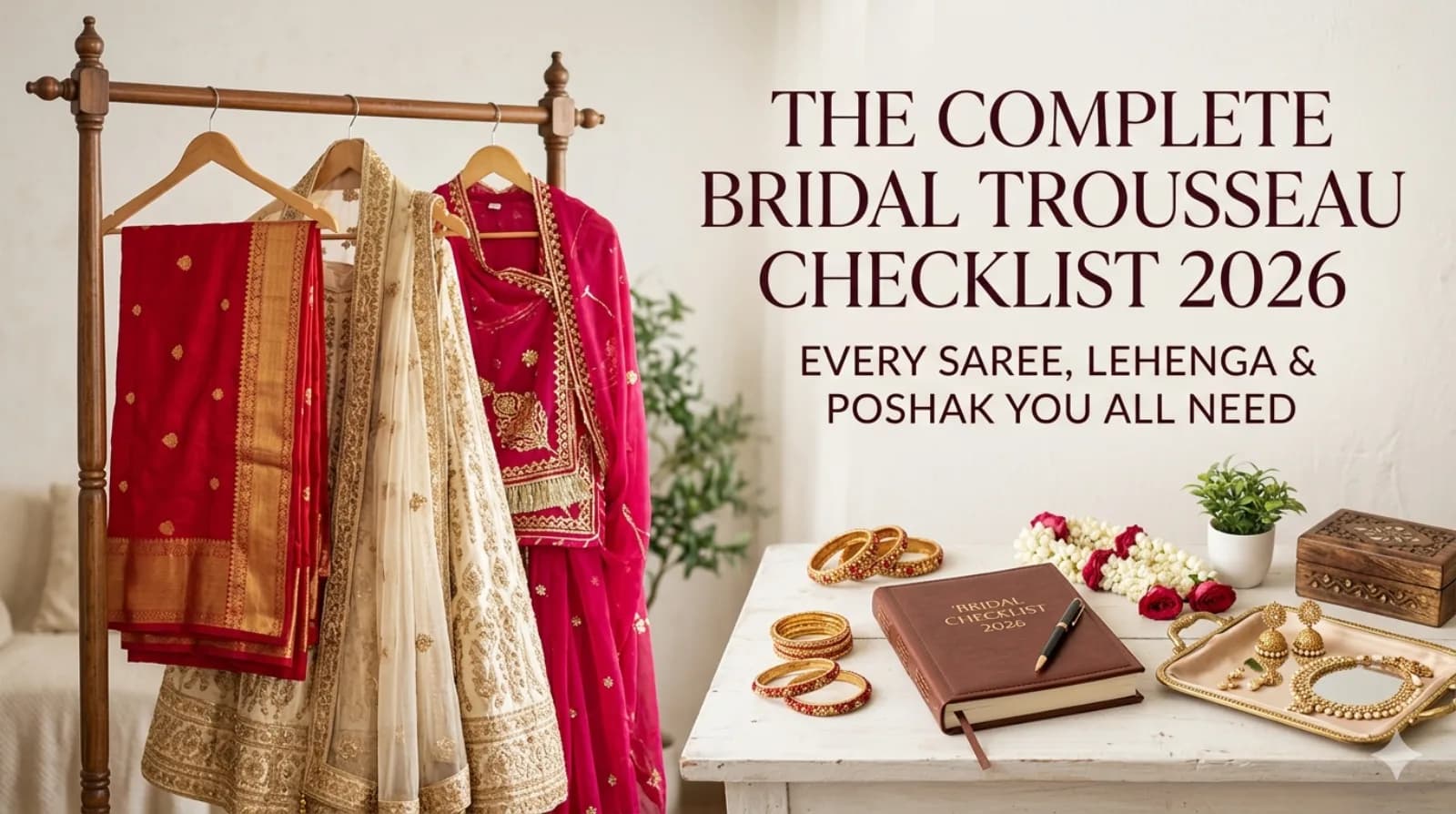 The Complete Bridal Trousseau Checklist 2026: Every Saree, Lehenga & Poshak You'll Need