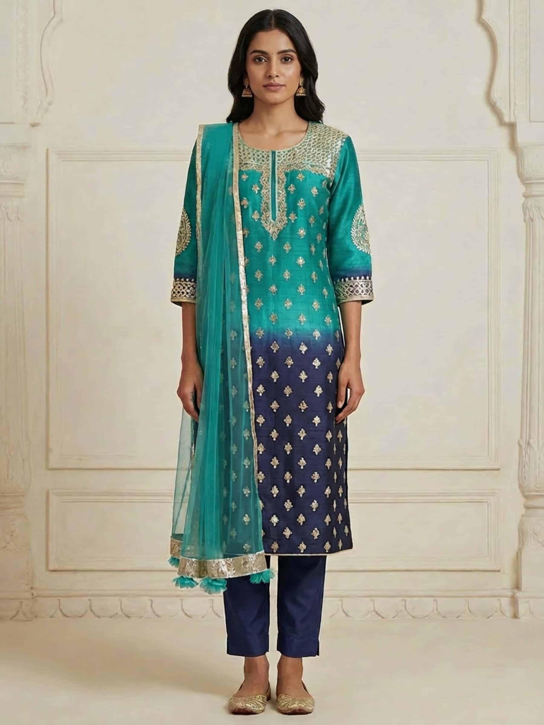 Shaded Beautiful Gota Patti Salwar Suit Set - Image 1