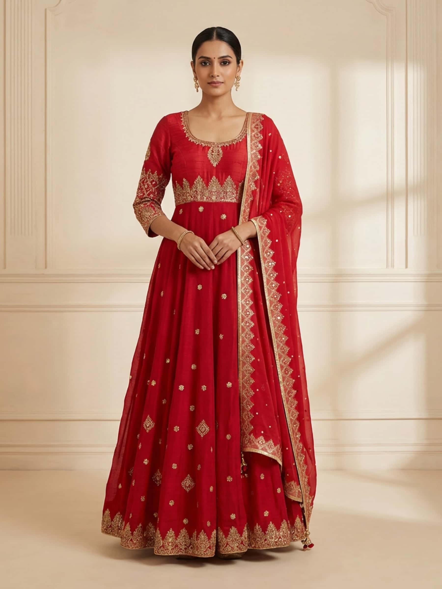 Aari worked rich anarkali dress in pure georgette - Image 1