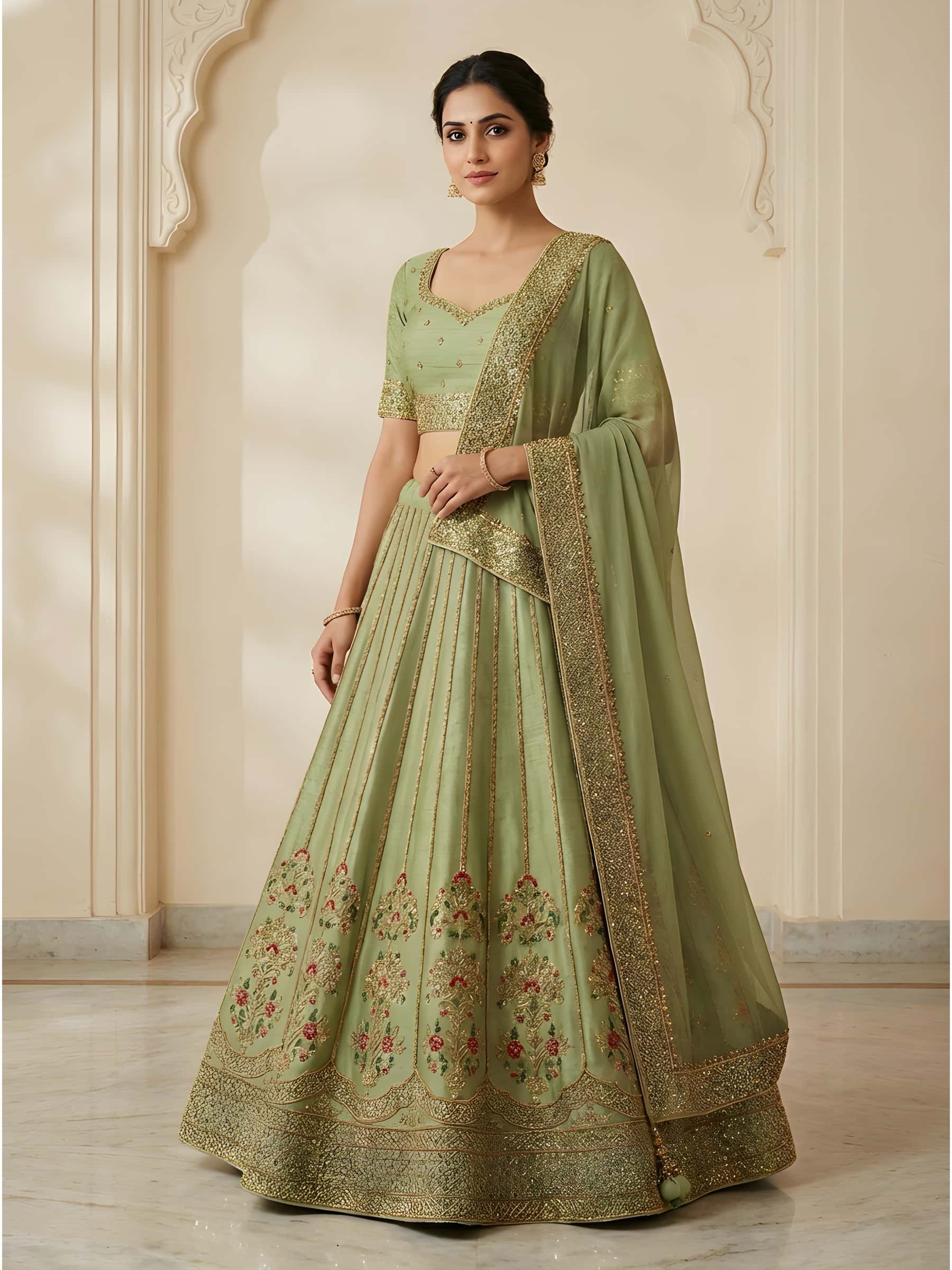 Antique Designer Lehenga Set in Zardozi Work - Image 1