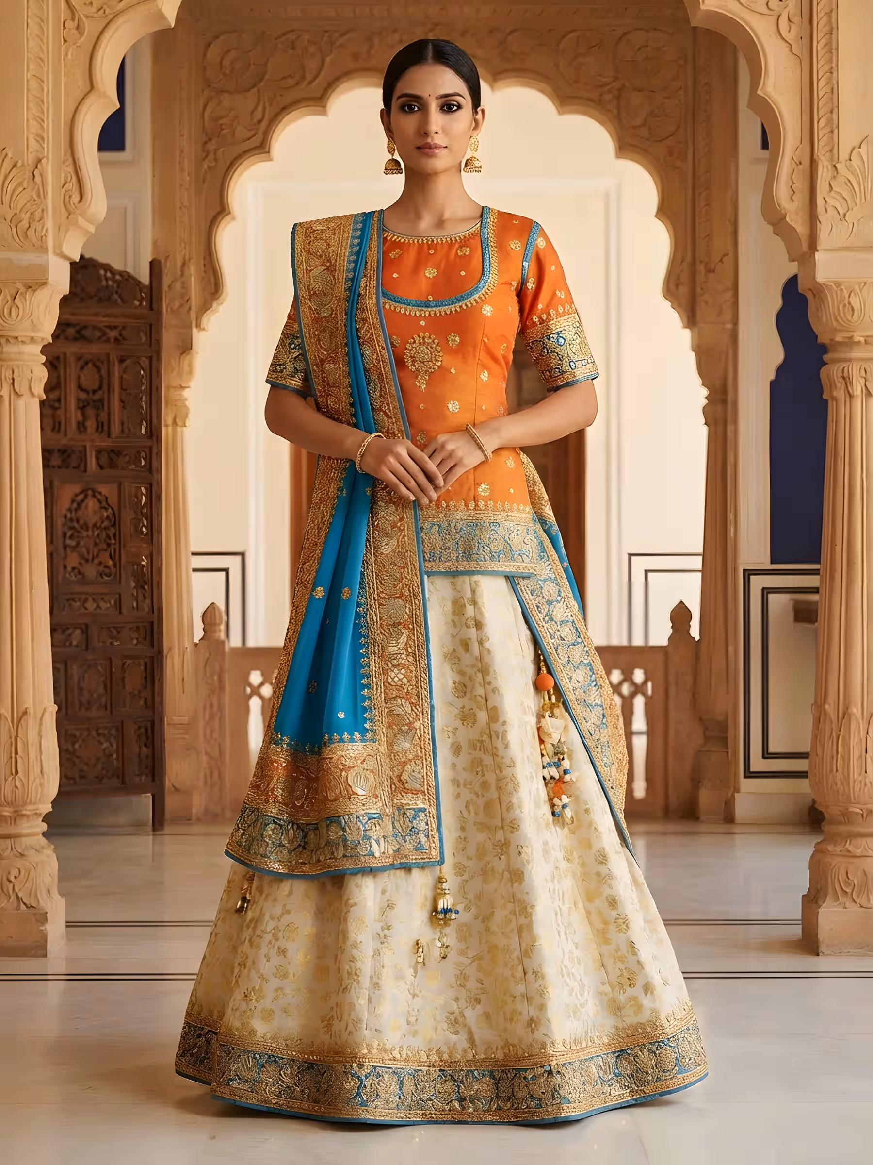 Banarsi Designer Lehenga Set in Rajputi Poshak Style
