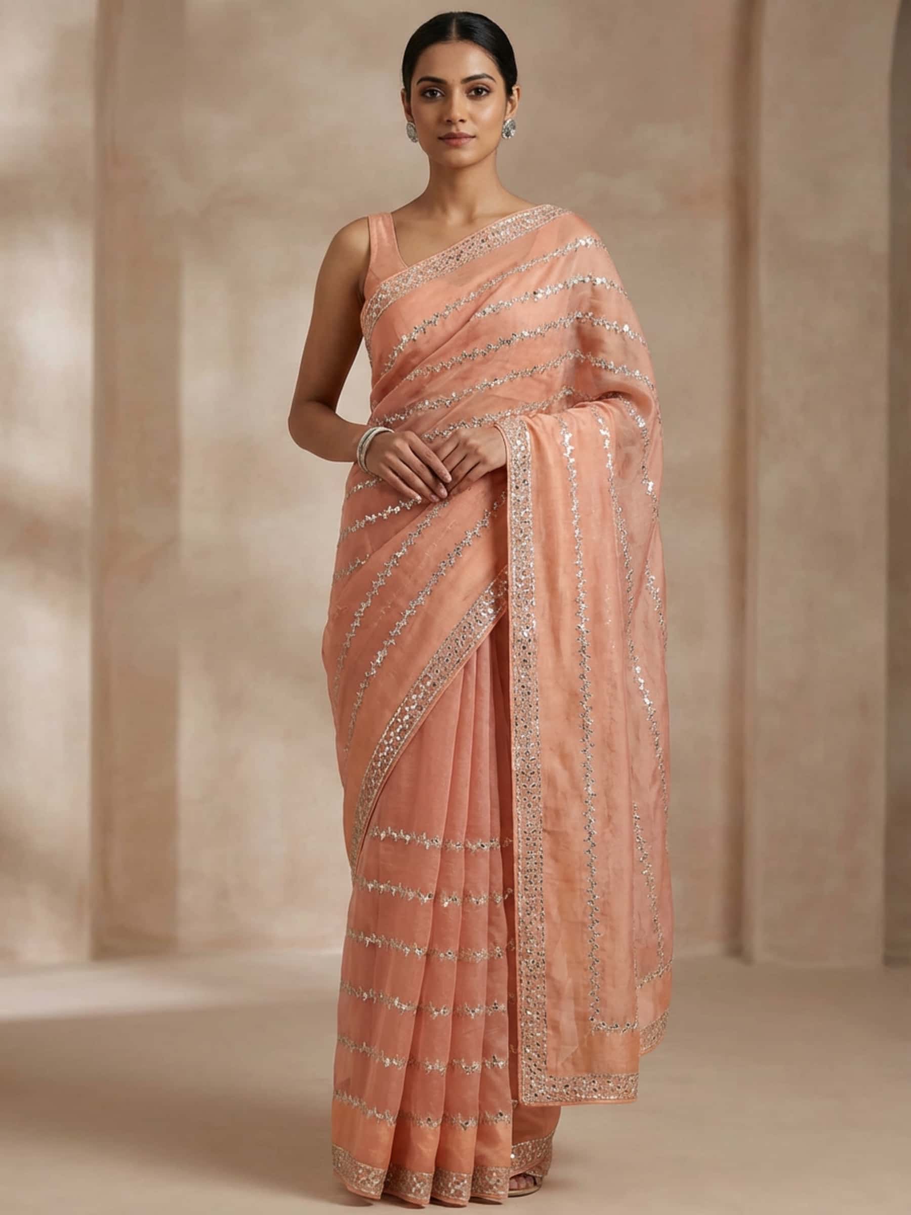 Beautiful gota line saree in rich organza - Image 1