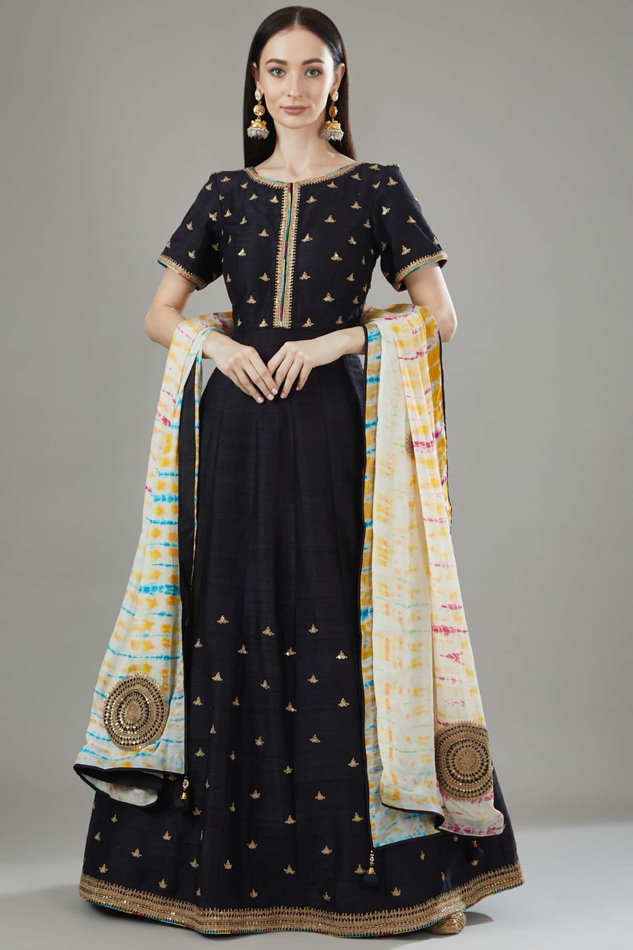 Black Marodi Handworked Anarkali Set