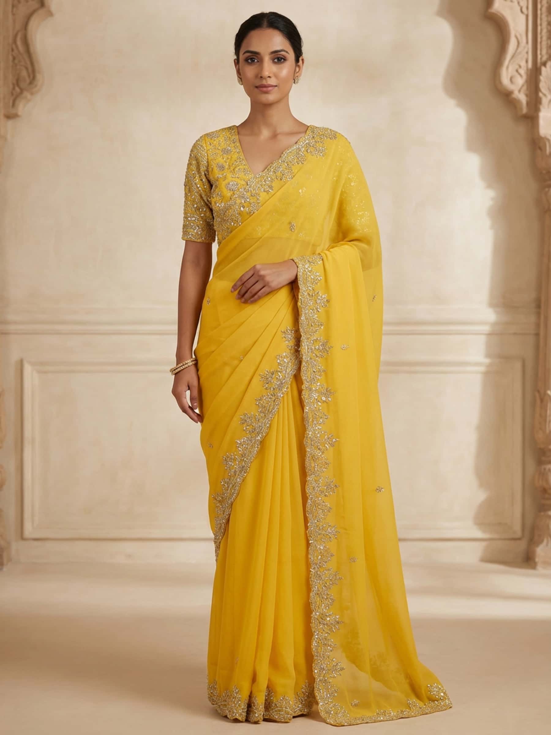 Cutwork Designer Pure Georgette Saree - Image 1