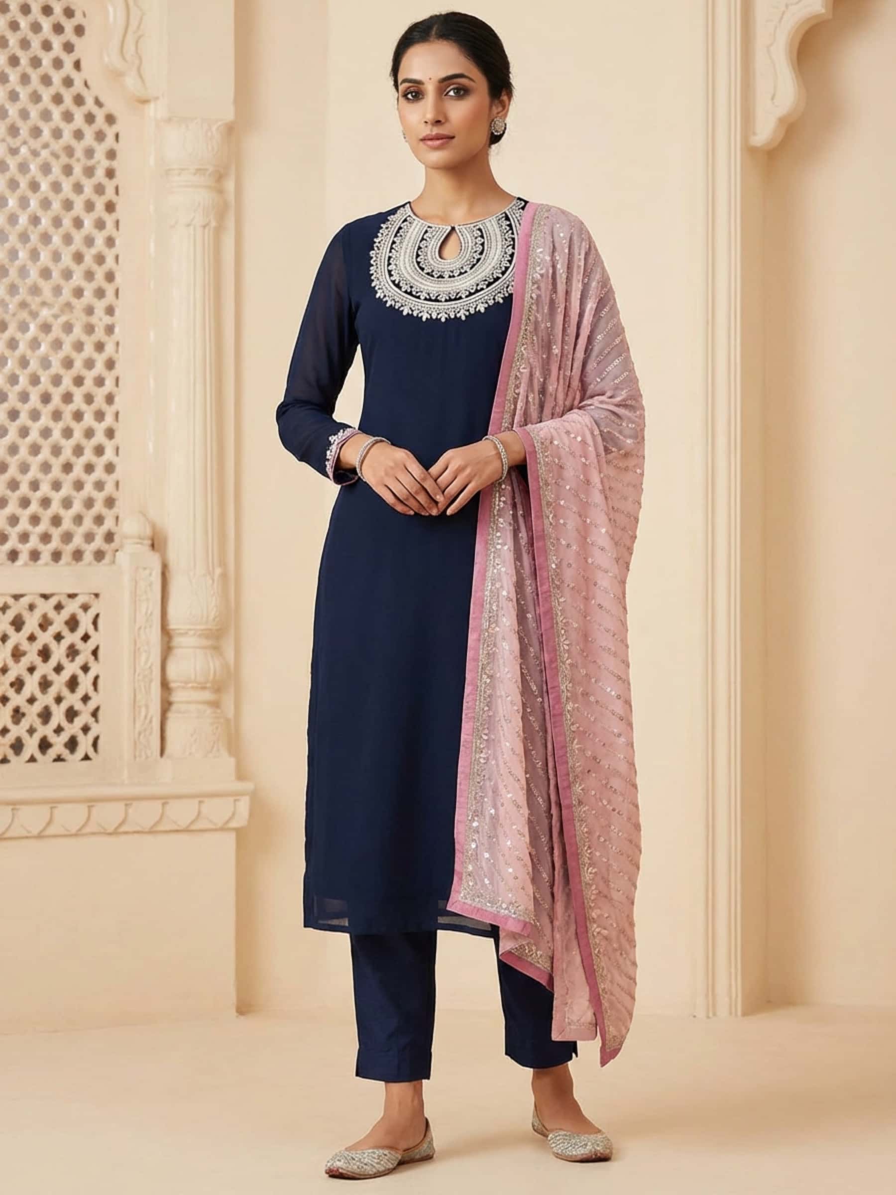 Designer Black and Pink Salwar Suit - Image 1