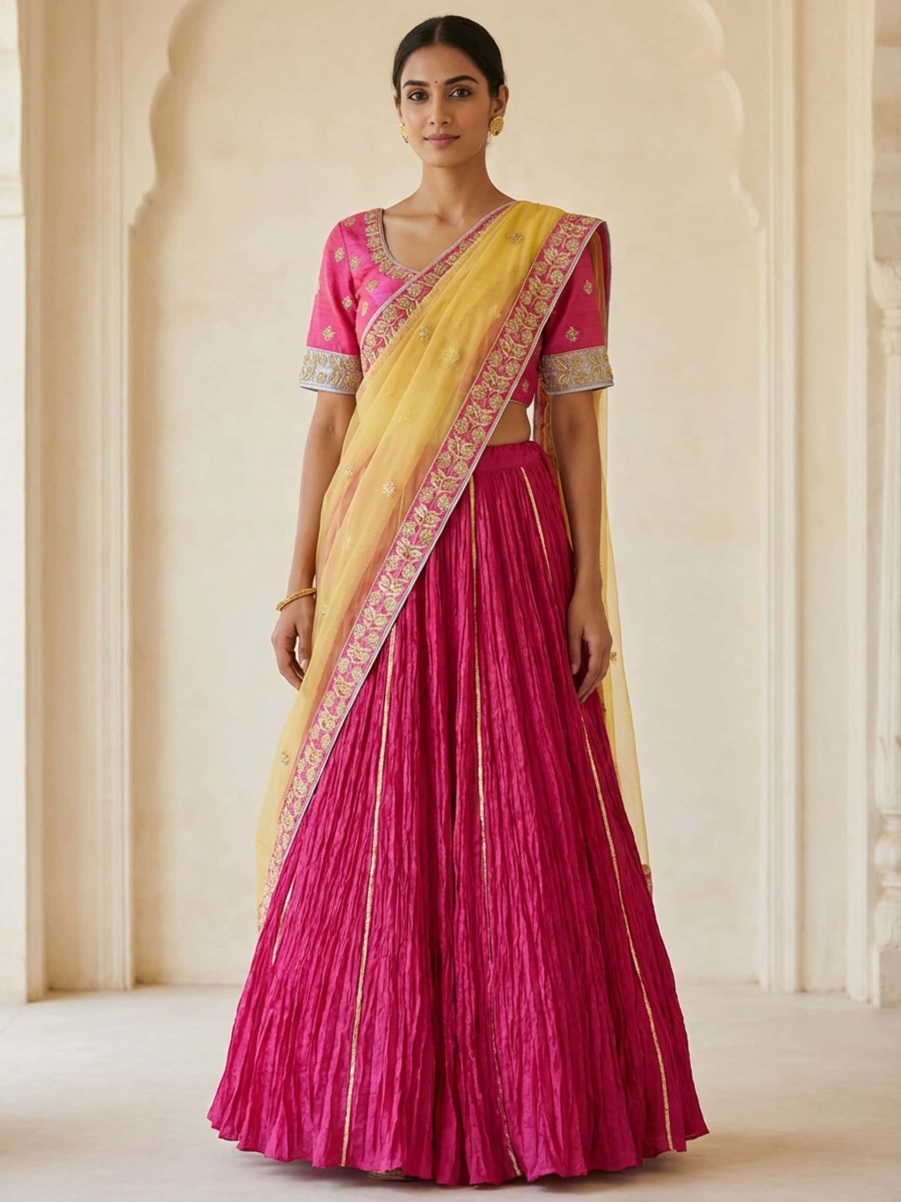 Designer Crush Skirt Set in Zardozi Handwork - Image 1