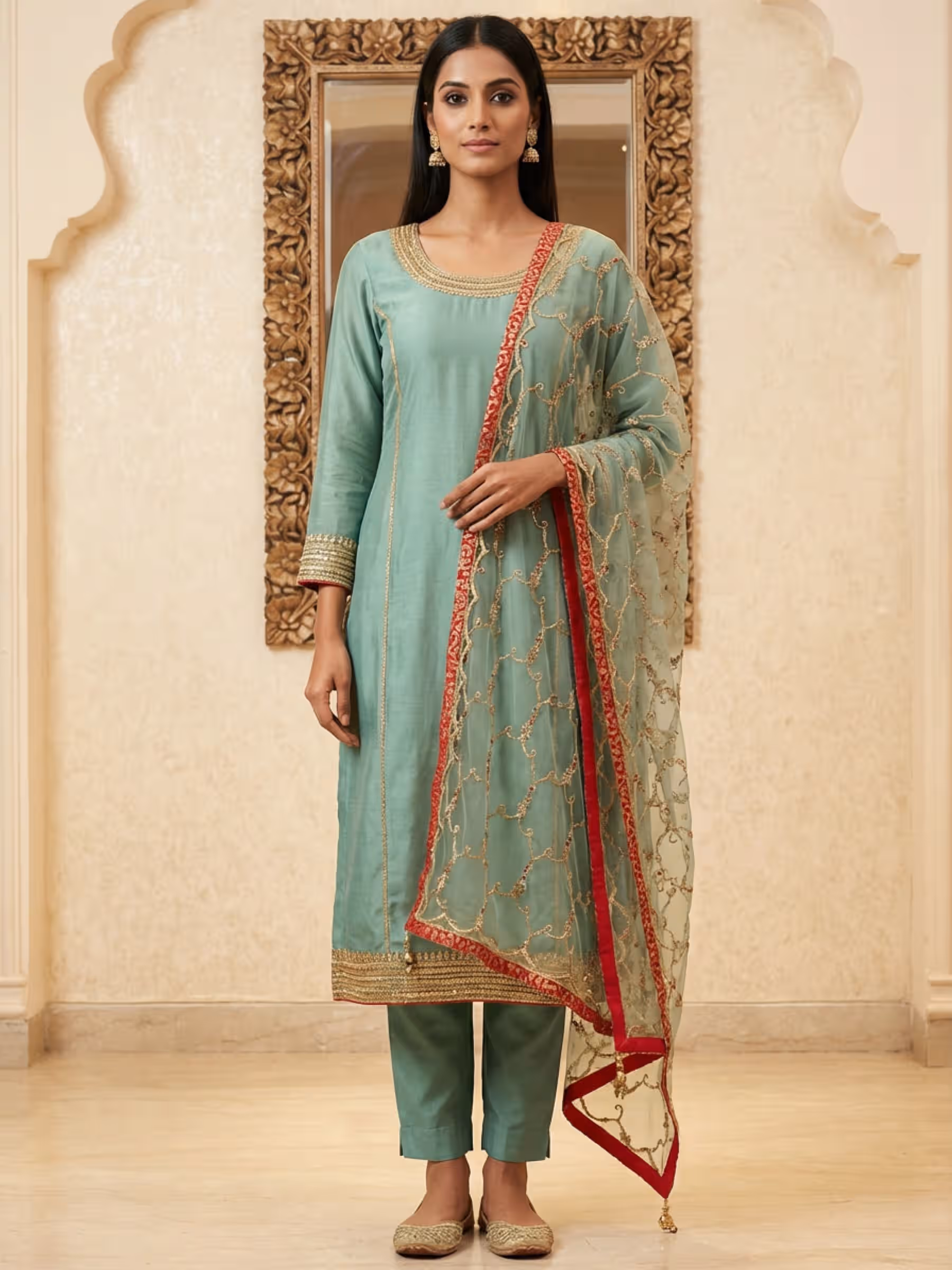Designer Jaal Suit Handmade in Zardozi Work - Image 1