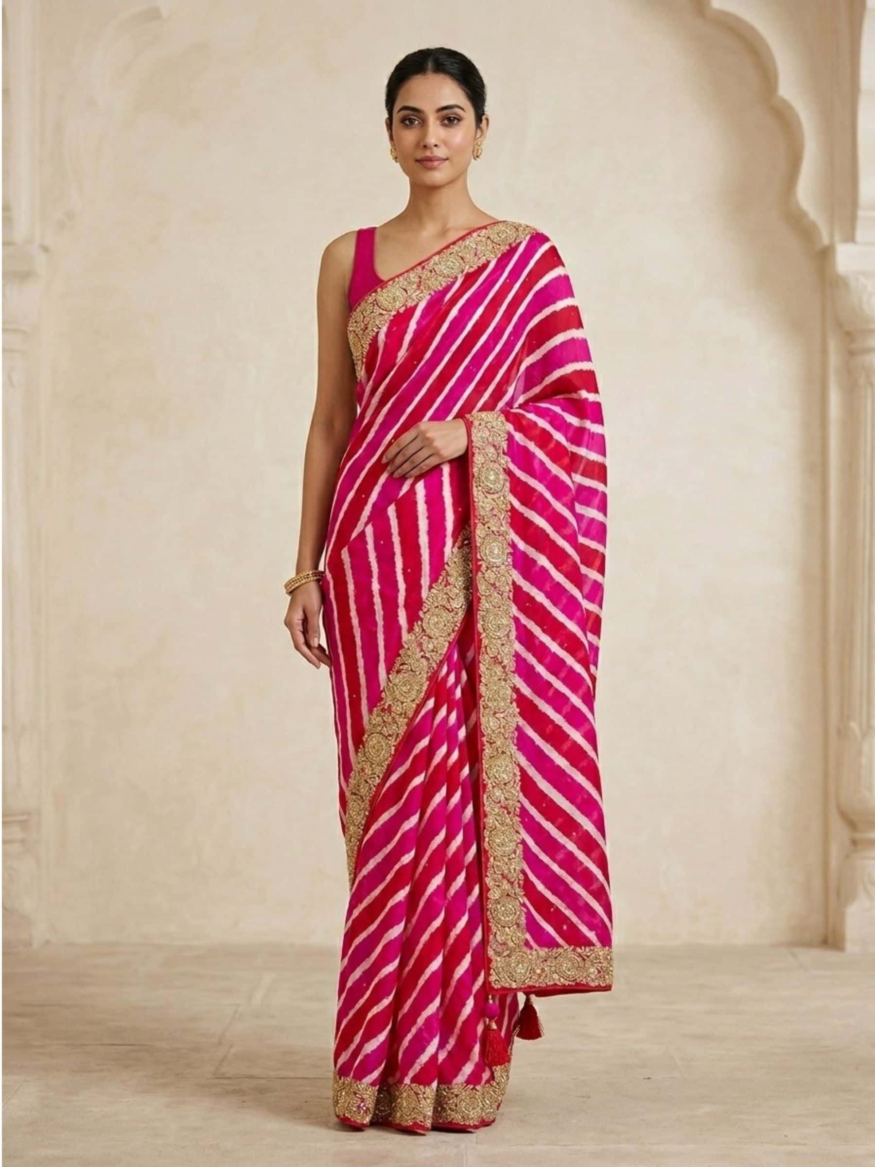 Designer Leheriya Saree in Pure Georgette - Image 1