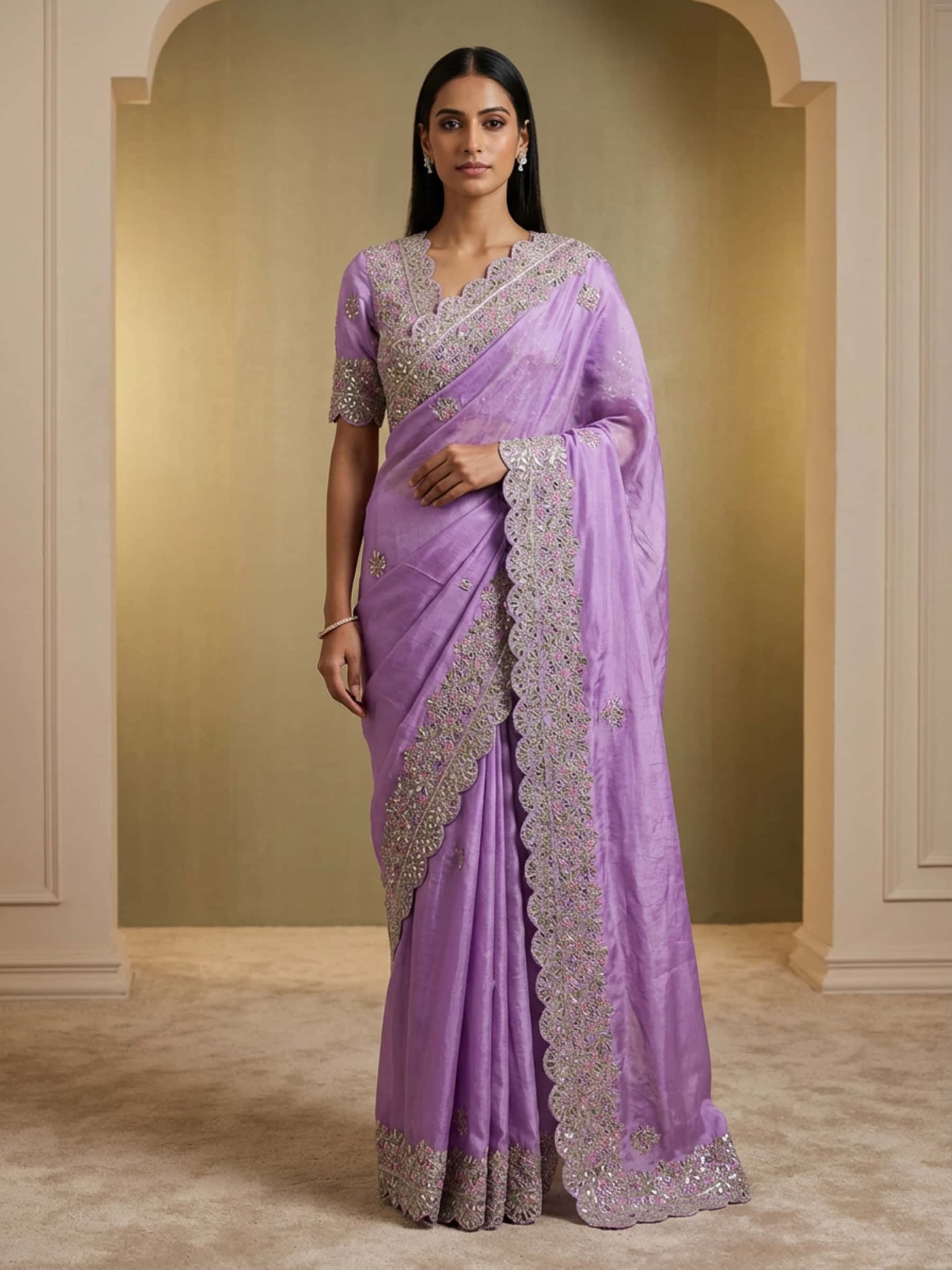 Designer Luscious Lavender Handmade Saree