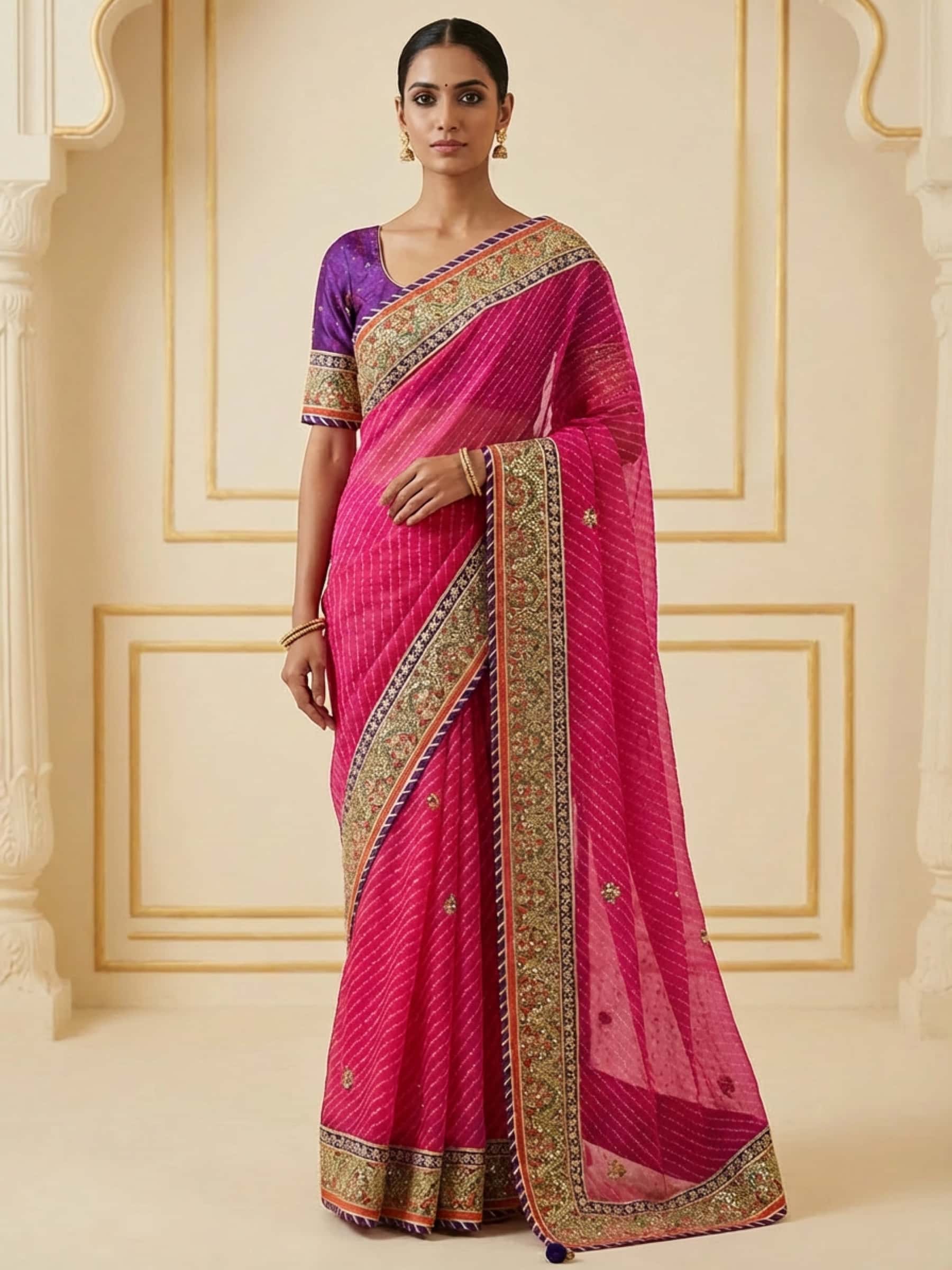 Designer Rani Mothda Leheriya Saree
