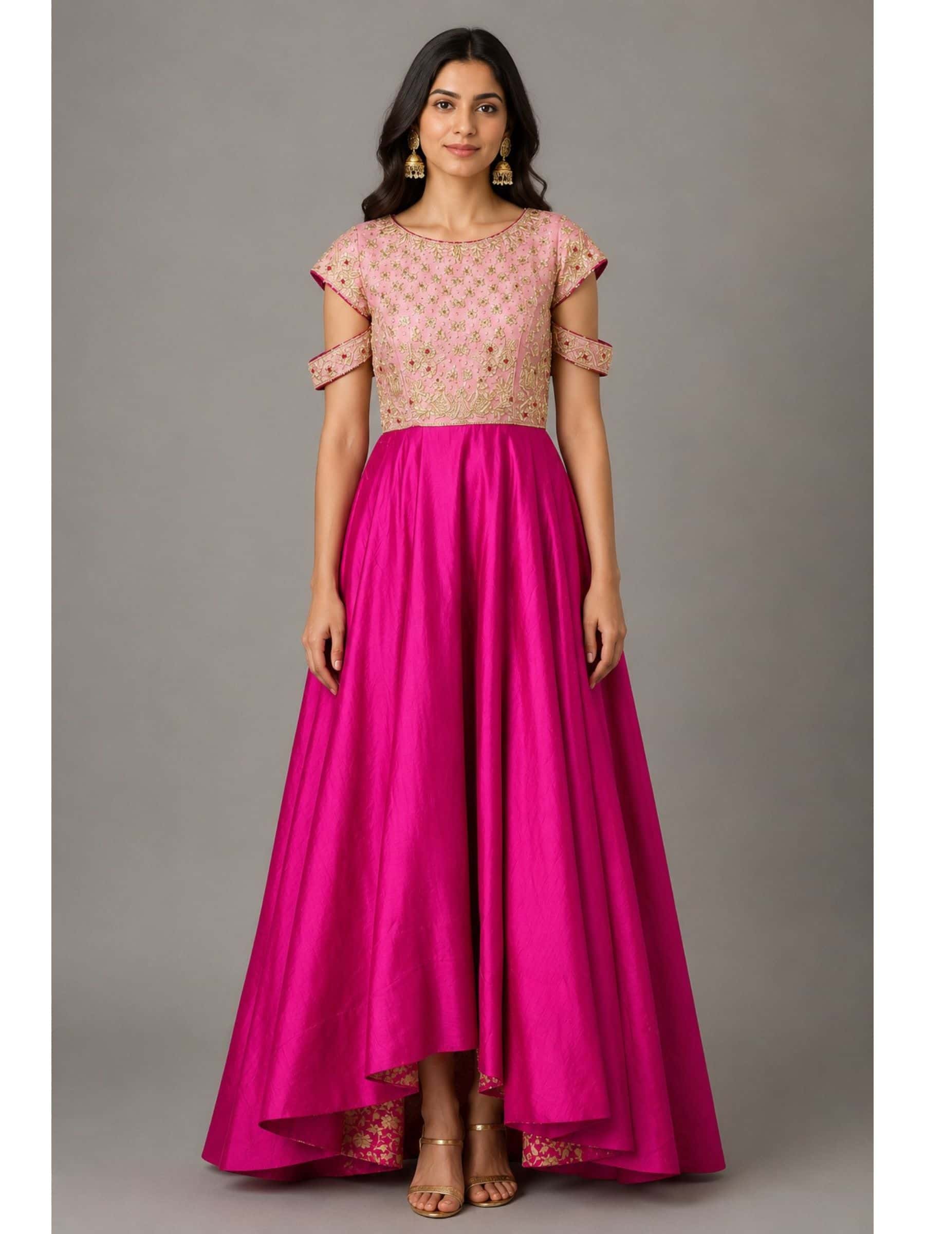 Elegant Imperial Magenta Pink Gown - Image 1