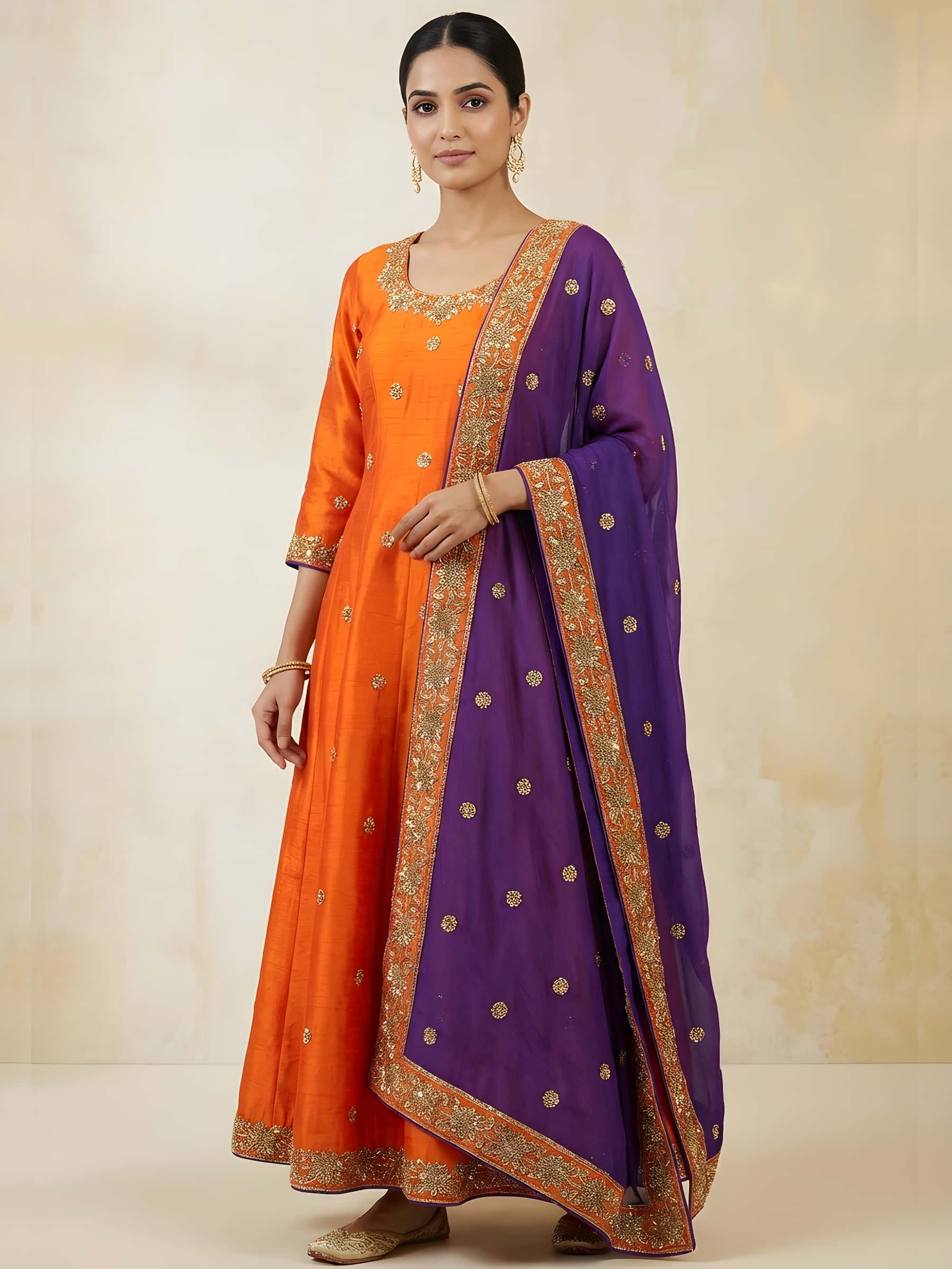Elegant Zardozi Cutdana Handworked Anarkali a Premium Designer Couture - Image 1