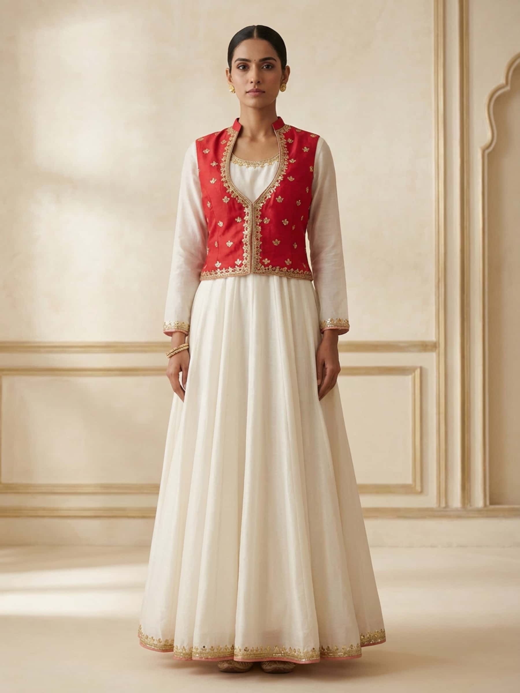 Exclusive Hand Embroidered Anarkali with Jacket - Image 1
