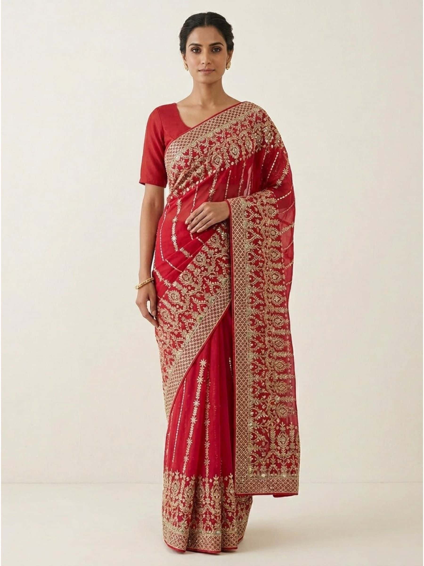 Exclusive Handmade Wedding Organza Saree