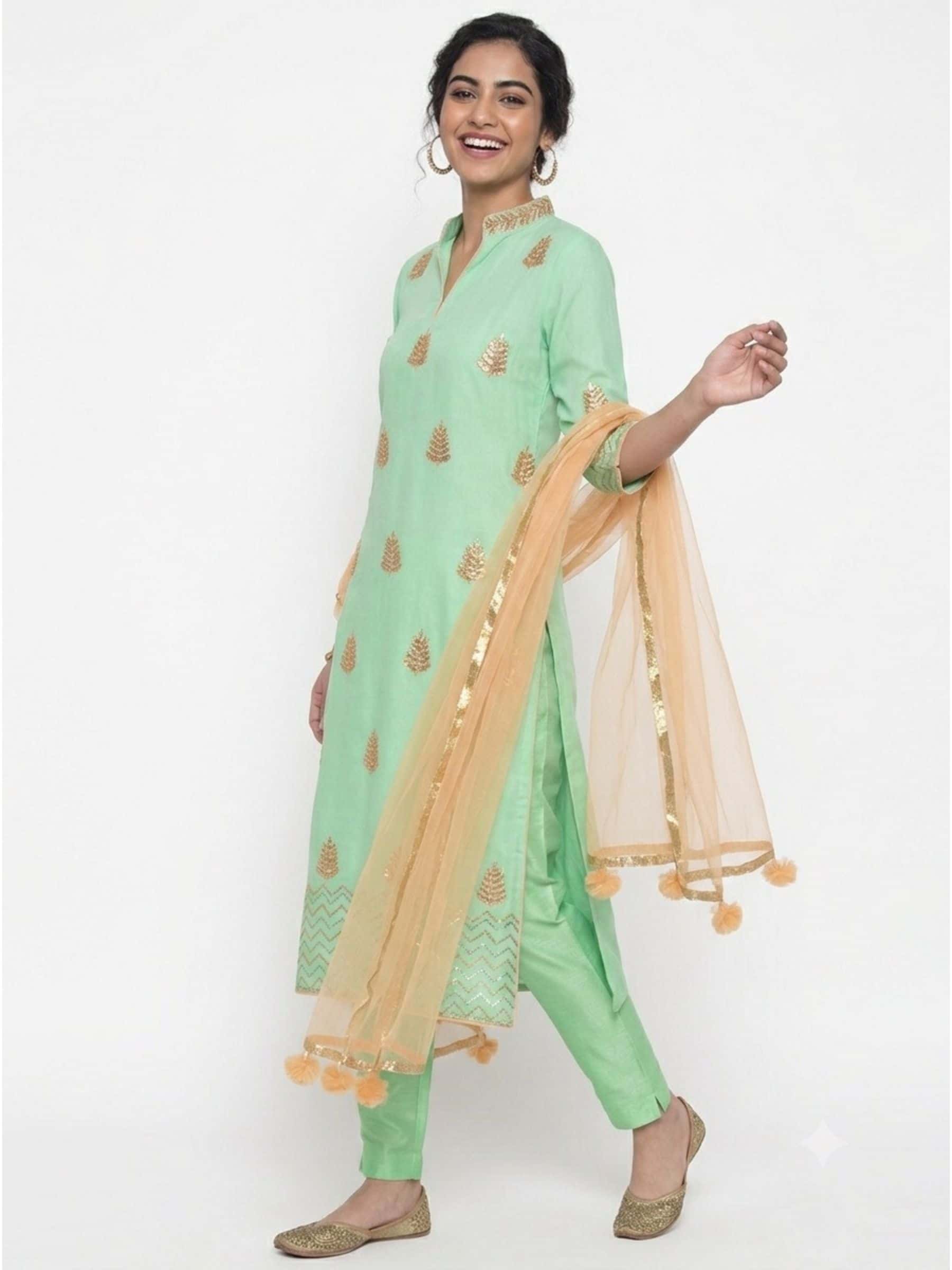 Exclusive Mint Green Gota Zardozi Salwar Suit - Image 1