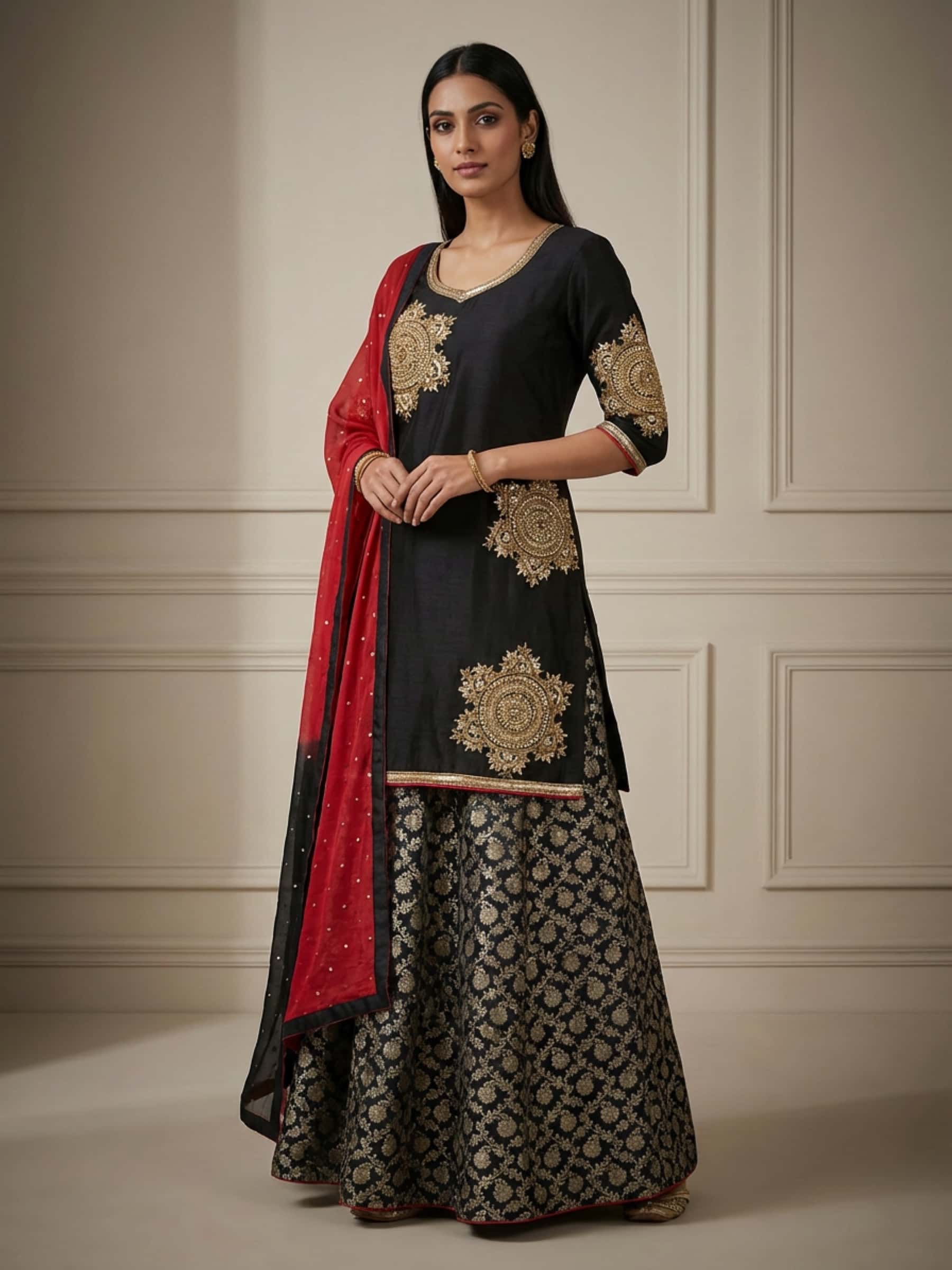 Exclusive Pretty Black Skirt Kurti Dress Set - Image 1