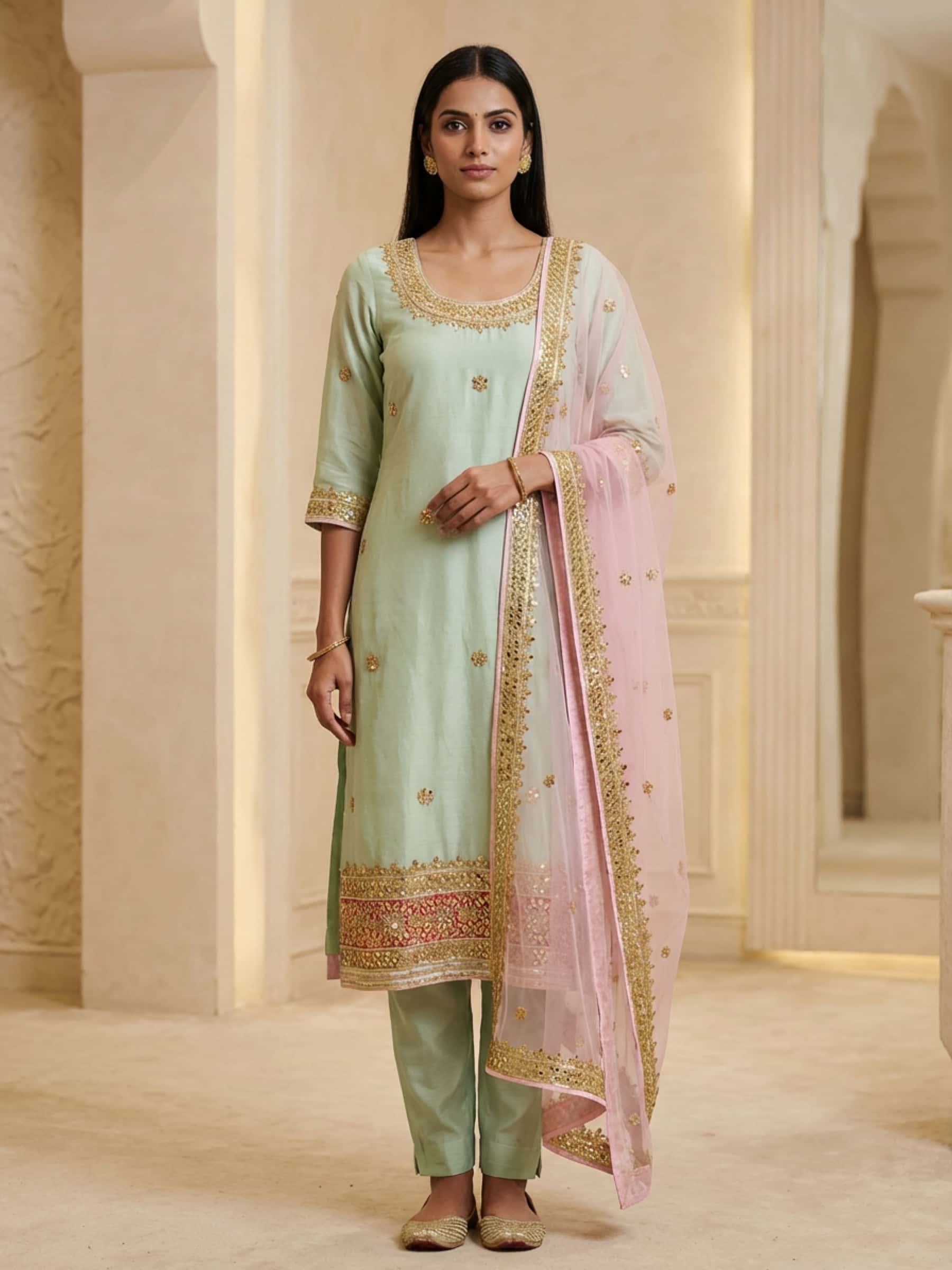 Handmade Light Green Salwar Suit