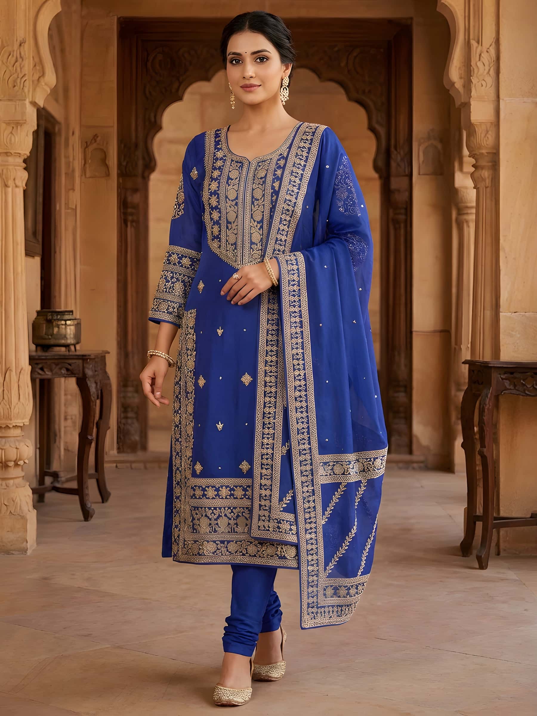 Luxurious Wedding Suit with Exquisite Marodi Handwork - Image 1