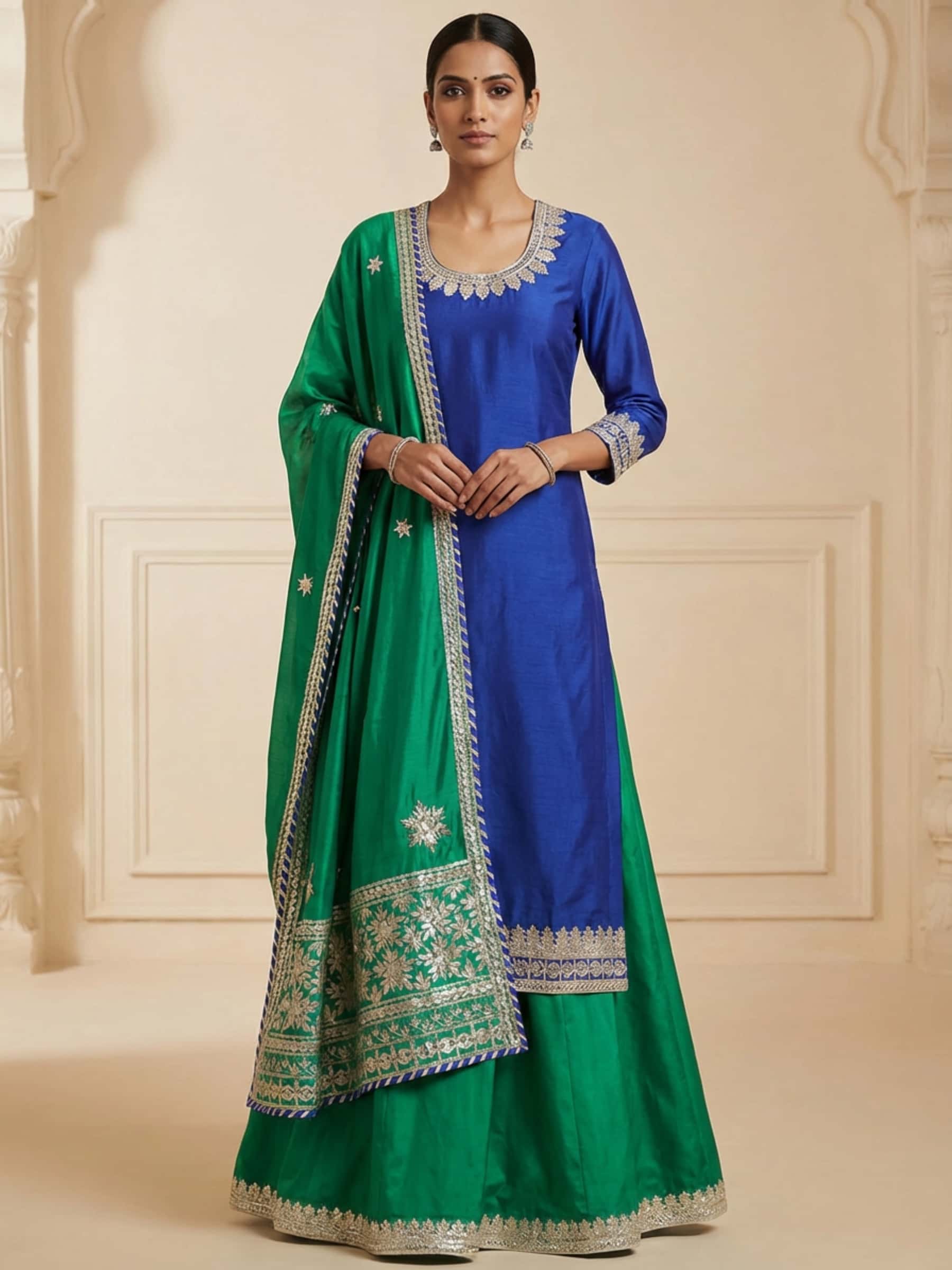 New plazzo Kurti salwar suit set in pure silk - Image 1